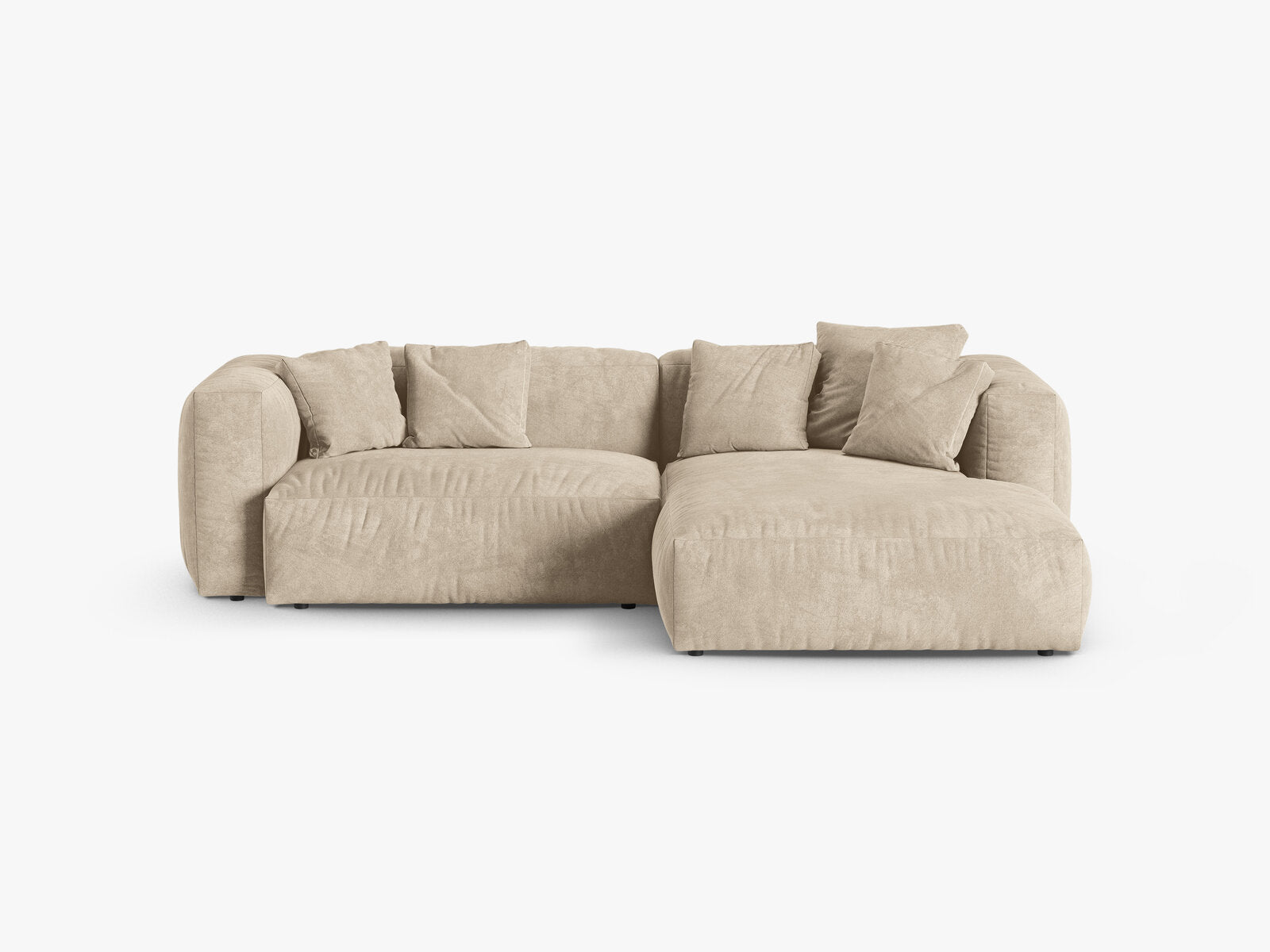 Micadoni Ecksofa Martina 2-Sitzer 90cm Sitztiefe Rechts Samt Vogue Helles Beige