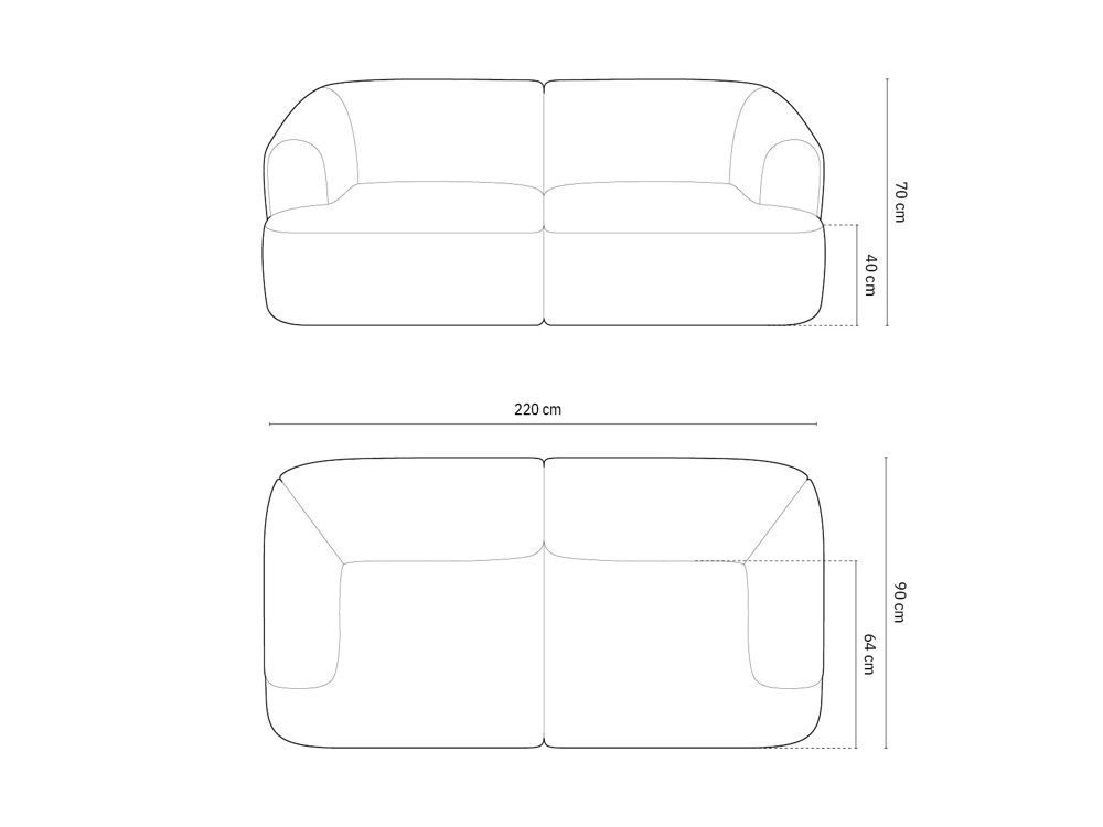 Cosmopolitan Design Sofa Campi 3-Sitzer Samt Vogue Grau