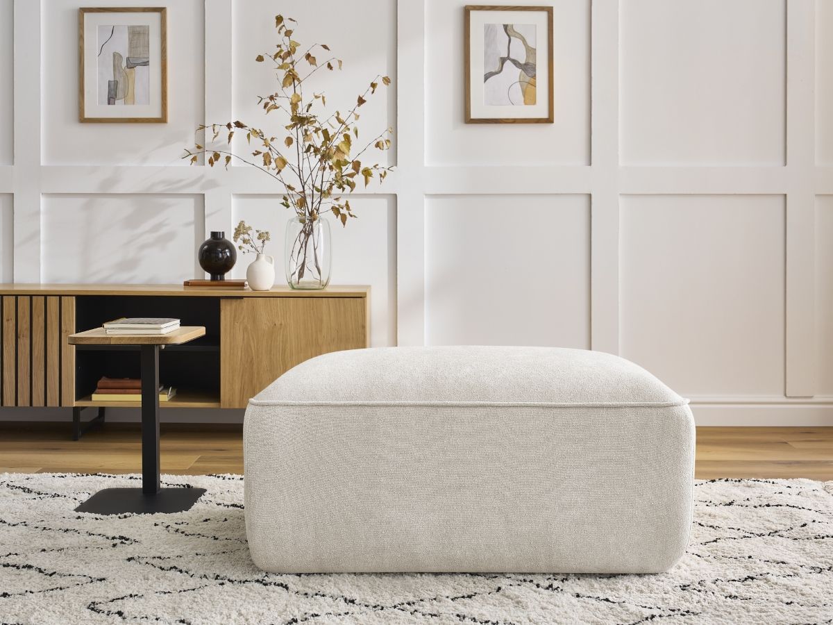 Bobochic Zephyr Pouf Strukturstoff Weiß