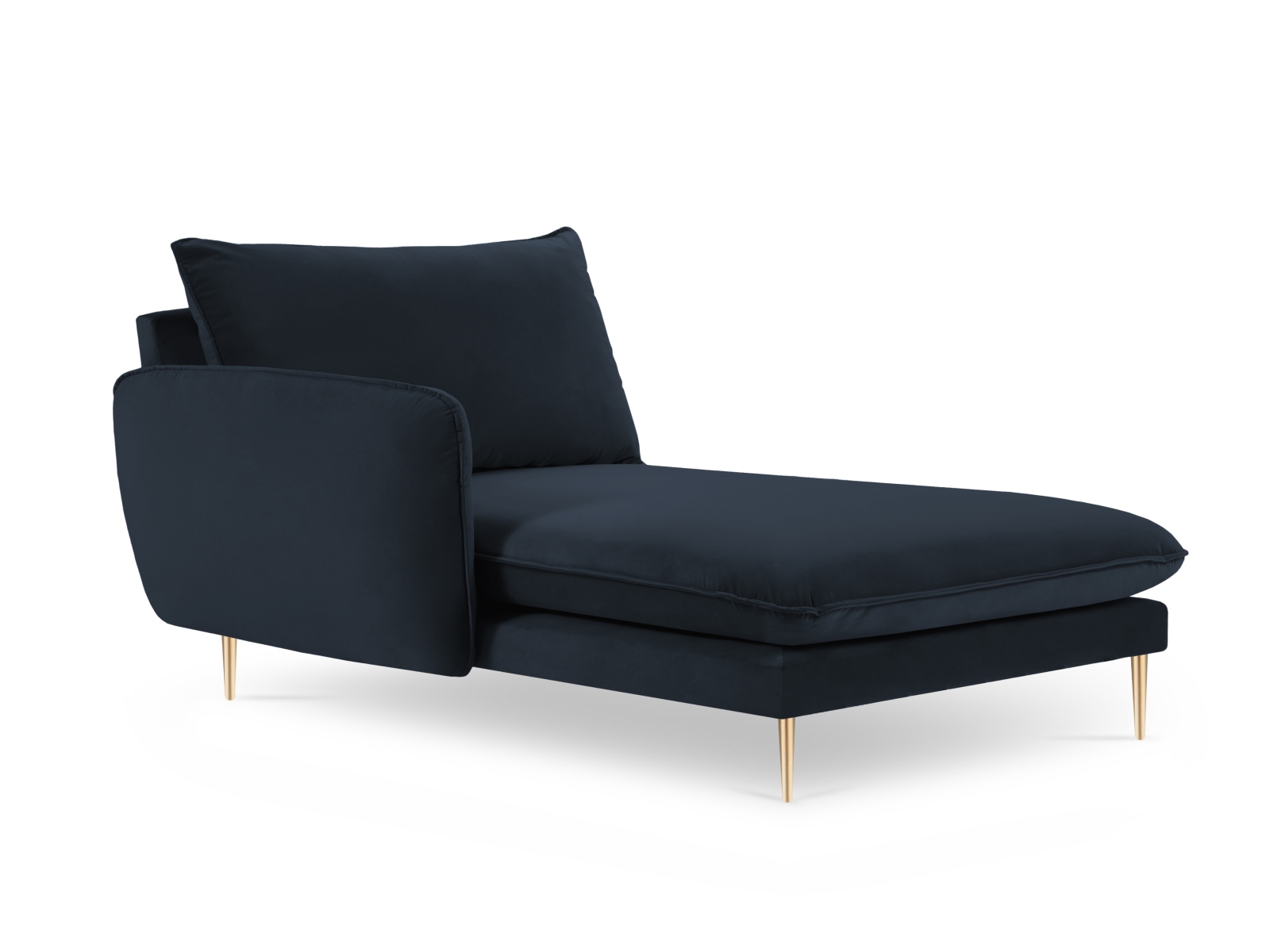 Cosmopolitan Design Chaiselongue Vienna Samt Bluvel Dunkelblau Links Beine Gold