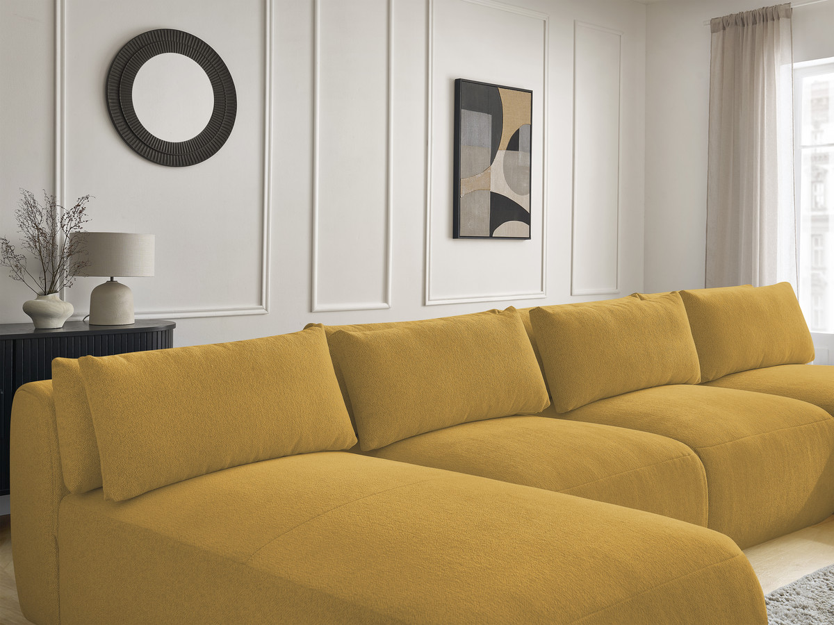Bobochic Jana Wohnlandschaft mit kleinem Pouf Melange-Stoff Gelb