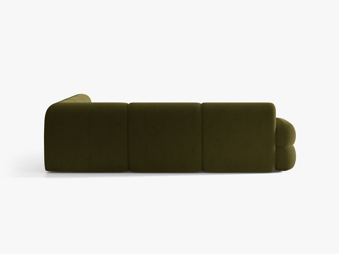 Micadoni Neo Modulares Ecksofa 7-Sitzer Boucle Baloo Dunkles Olivgrün