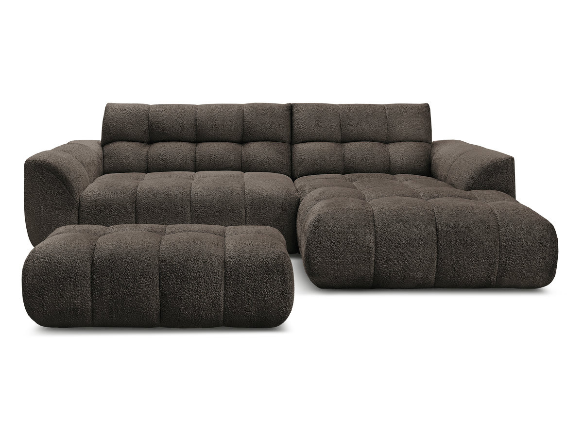 Bobochic Jaya Ecksofa mit Pouf Chenille Braun Ecke rechts