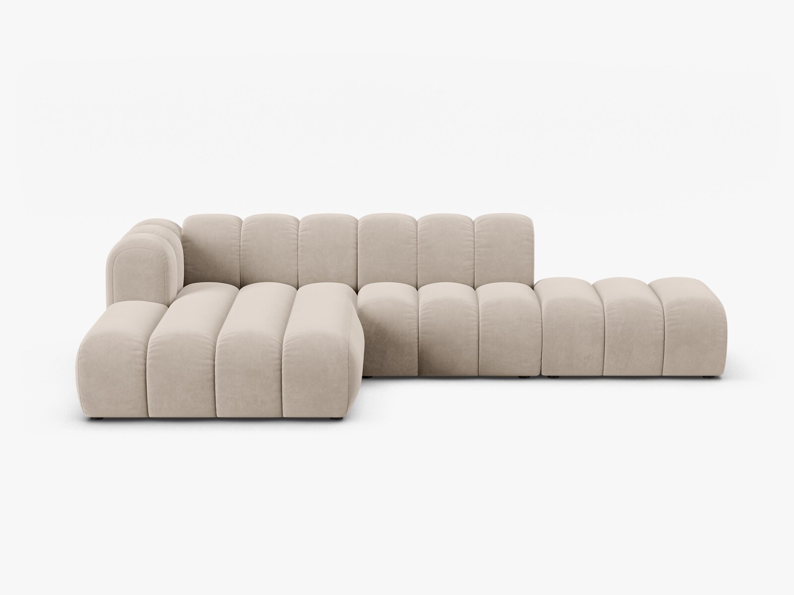 Micadoni Modulares Ecksofa offen Lupine 5-Sitzer Links Samt Salvador Beige