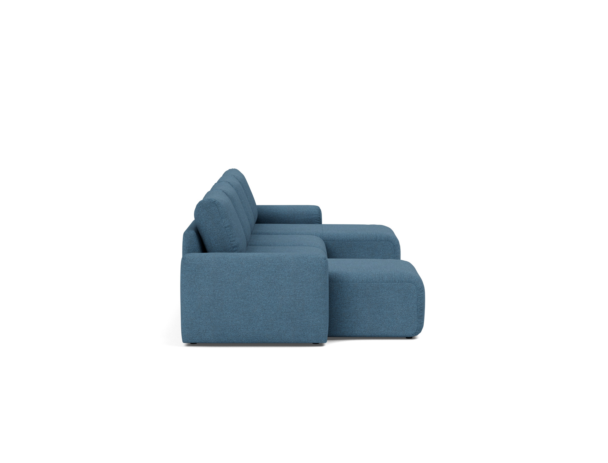 Schlafsofa Norum U-Form mit Chunky-Armlehnen Strukturierter Stoff Weda 302-Weda-Blue