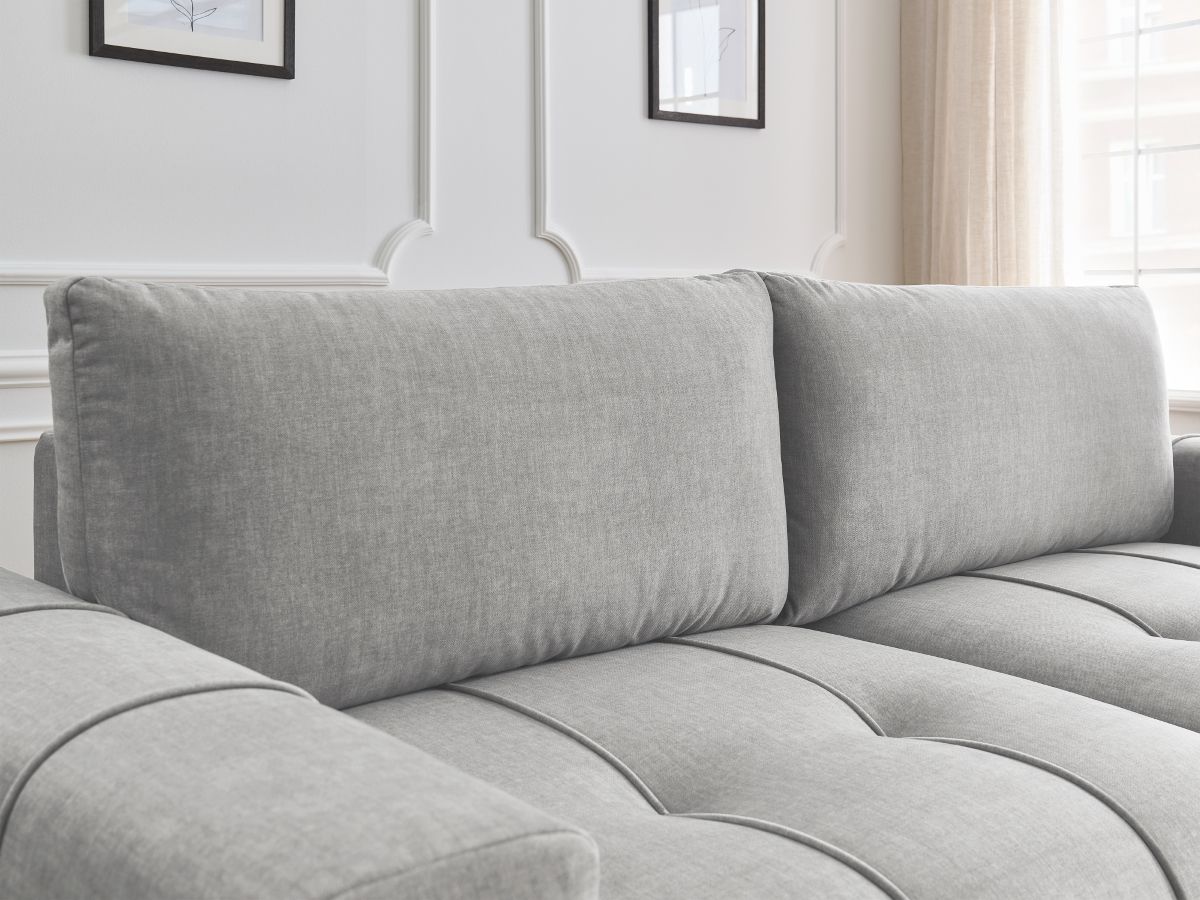 Bobochic Arsene Schlafsofa 3-Sitzer mit Bettkasten Samt Hellgrau