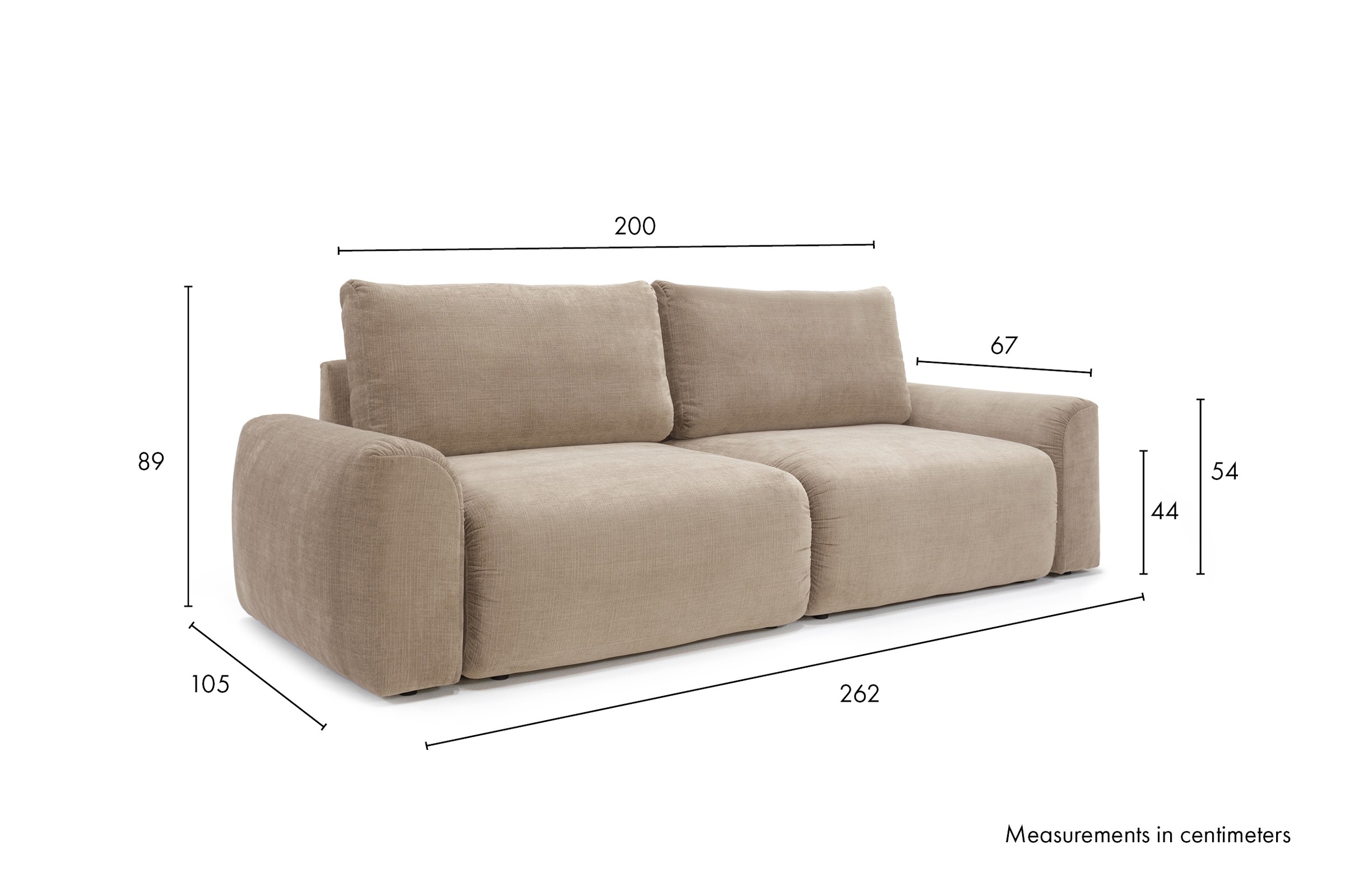 Schlafsofa Norum U-Form mit Chunky-Armlehnen