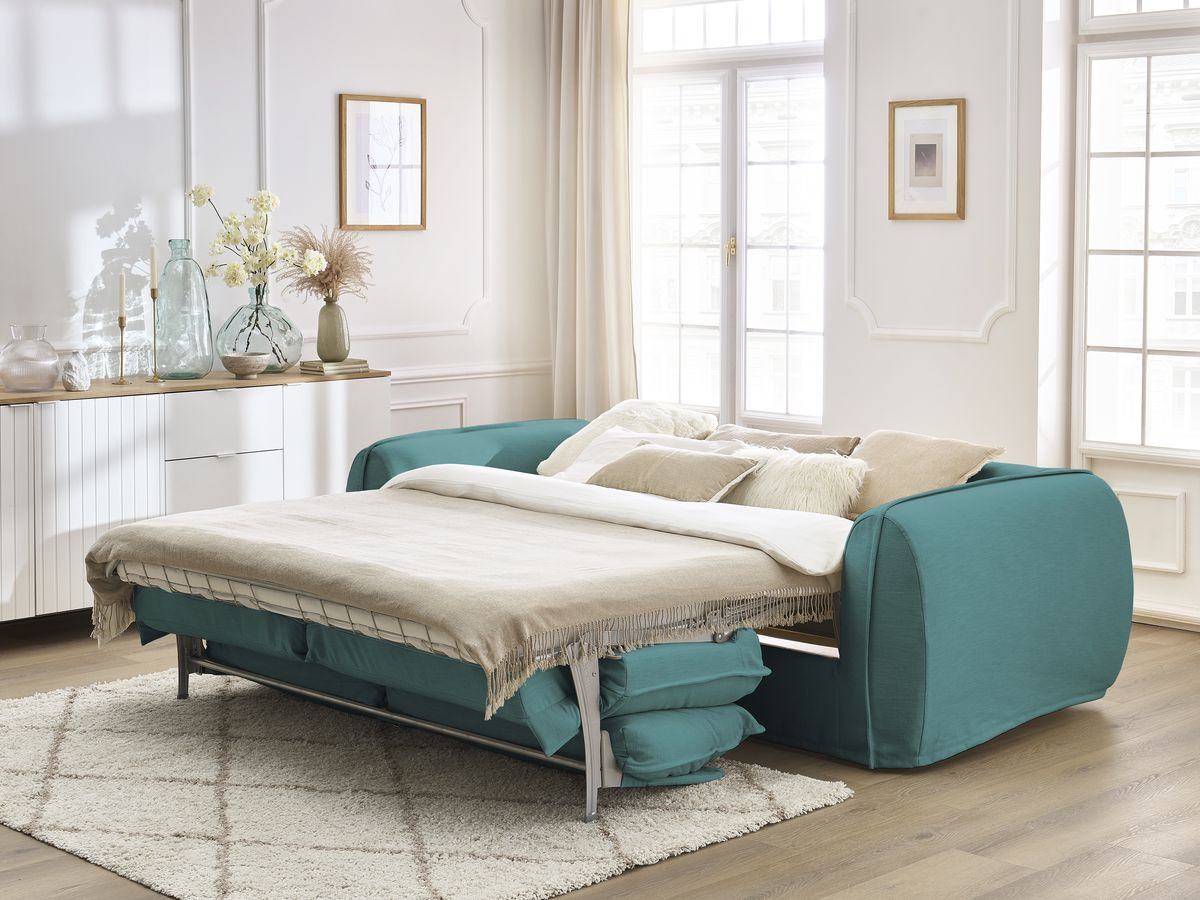 Bobochic Archimede Schlafsofa 3-Sitzer Stoff Hellblau, Liegefläche 160 × 194 cm