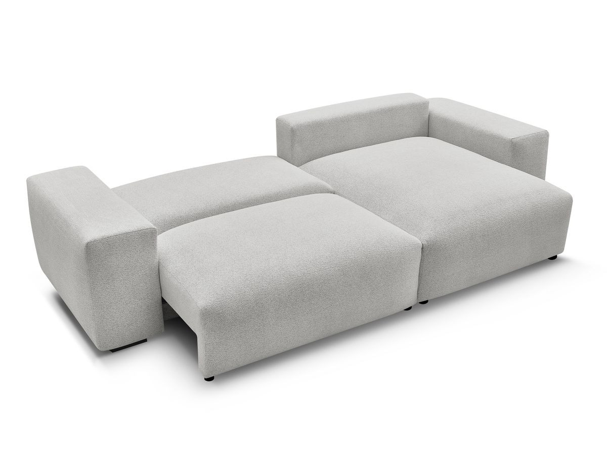 Bobochic Voltaire Ecksofa mit Schlaffunktion und Bettkasten Melange-Stoff Hellgrau