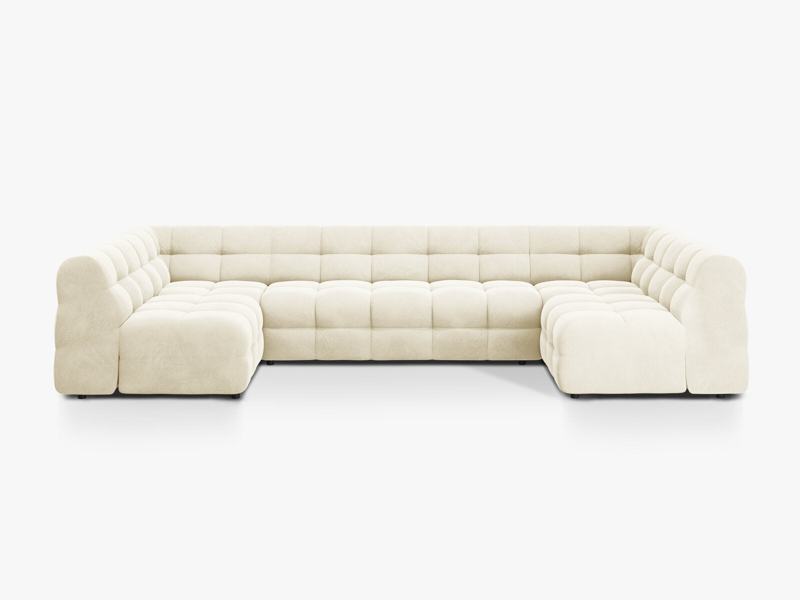 Micadoni Panorama-Sofa Kendal 7-Sitzer Samt Elfenbein