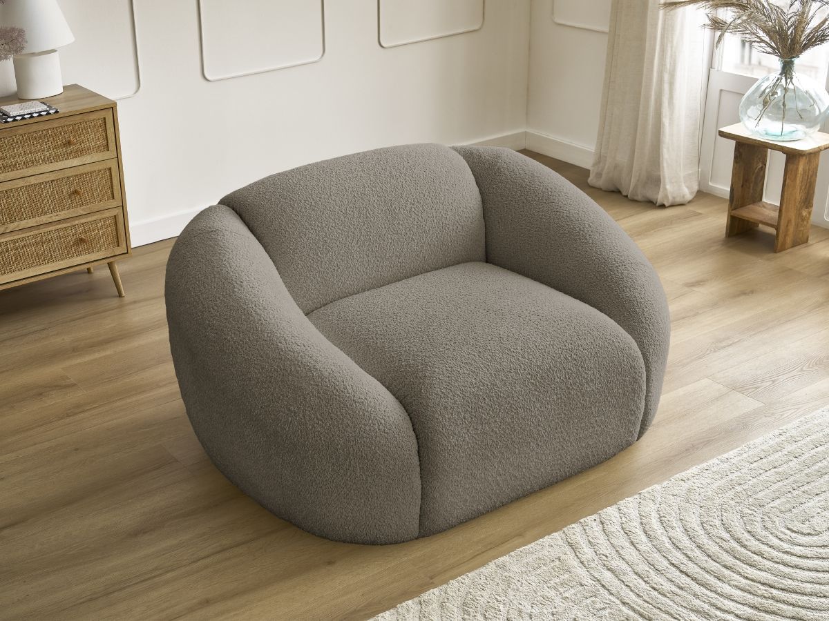 Bobochic Tina Sessel Bouclé-Stoff Taupe
