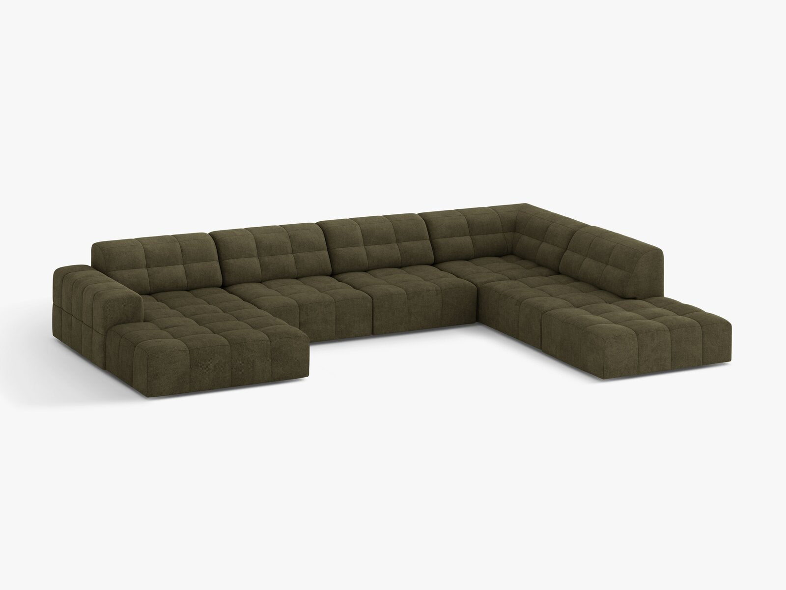 Micadoni Panorama Ecksofa Jennifer 7-Sitzer Rechts Chenille Eden Grün