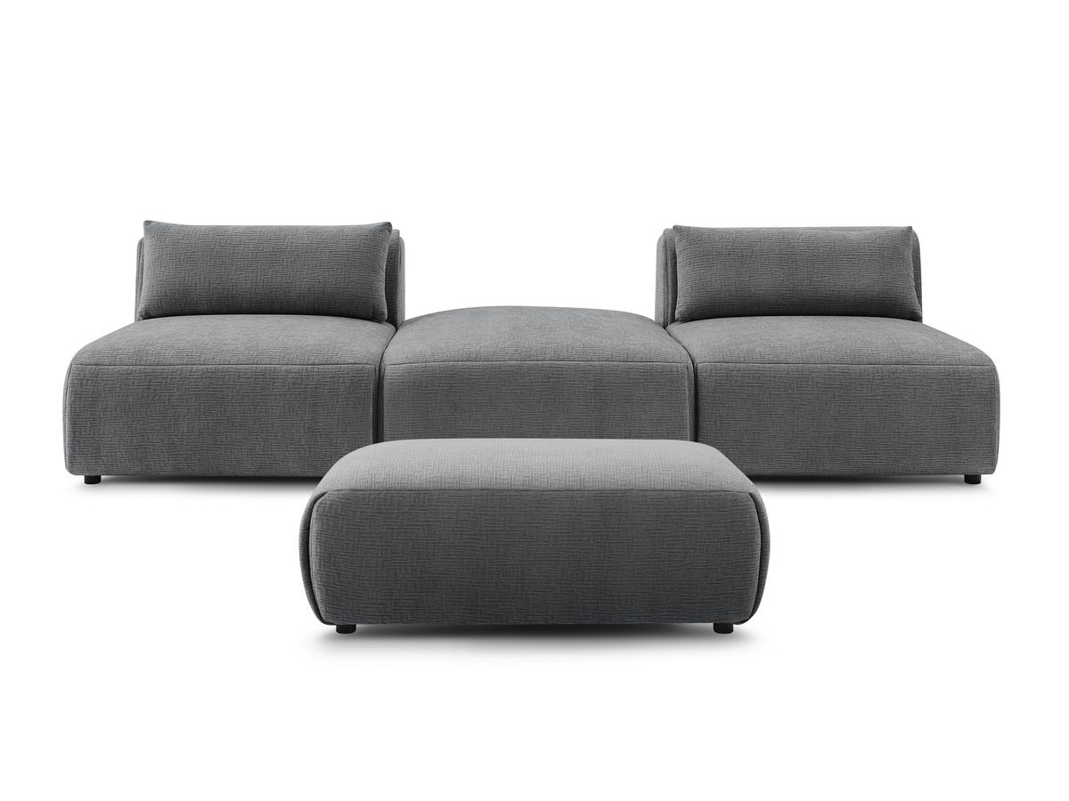 Bobochic Jeanne Sofa 4-Sitzer mit Pouf Strukturstoff Dunkelgrau