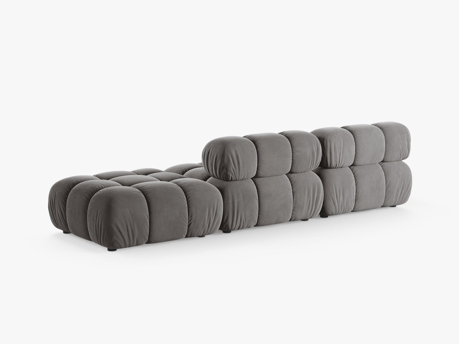Micadoni Modulares Sofa Bellis 4-Sitzer Rechts Samt Bluvel Hellgrau