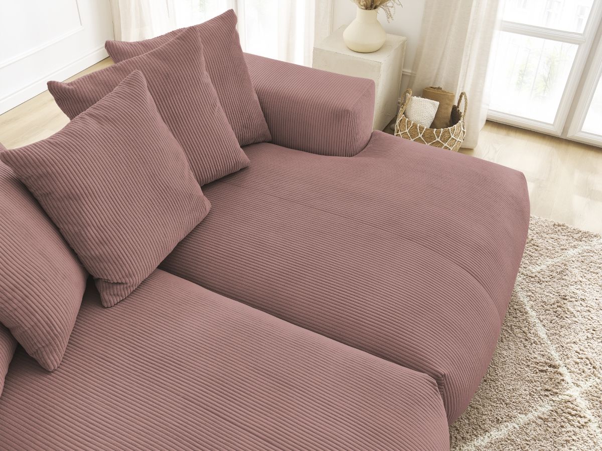 Bobochic Voltaire Sofa 4-Sitzer 248 × 170 cm Cordsamt Rosa