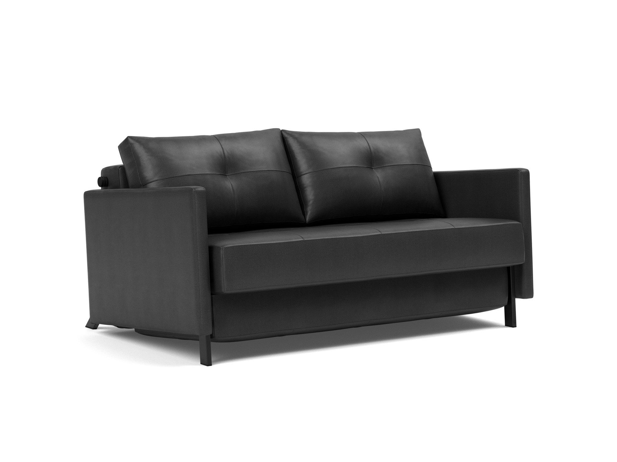 Schlafsofa Cubed mit Armlehnen 140 Lederoptik Faunal 550-Black