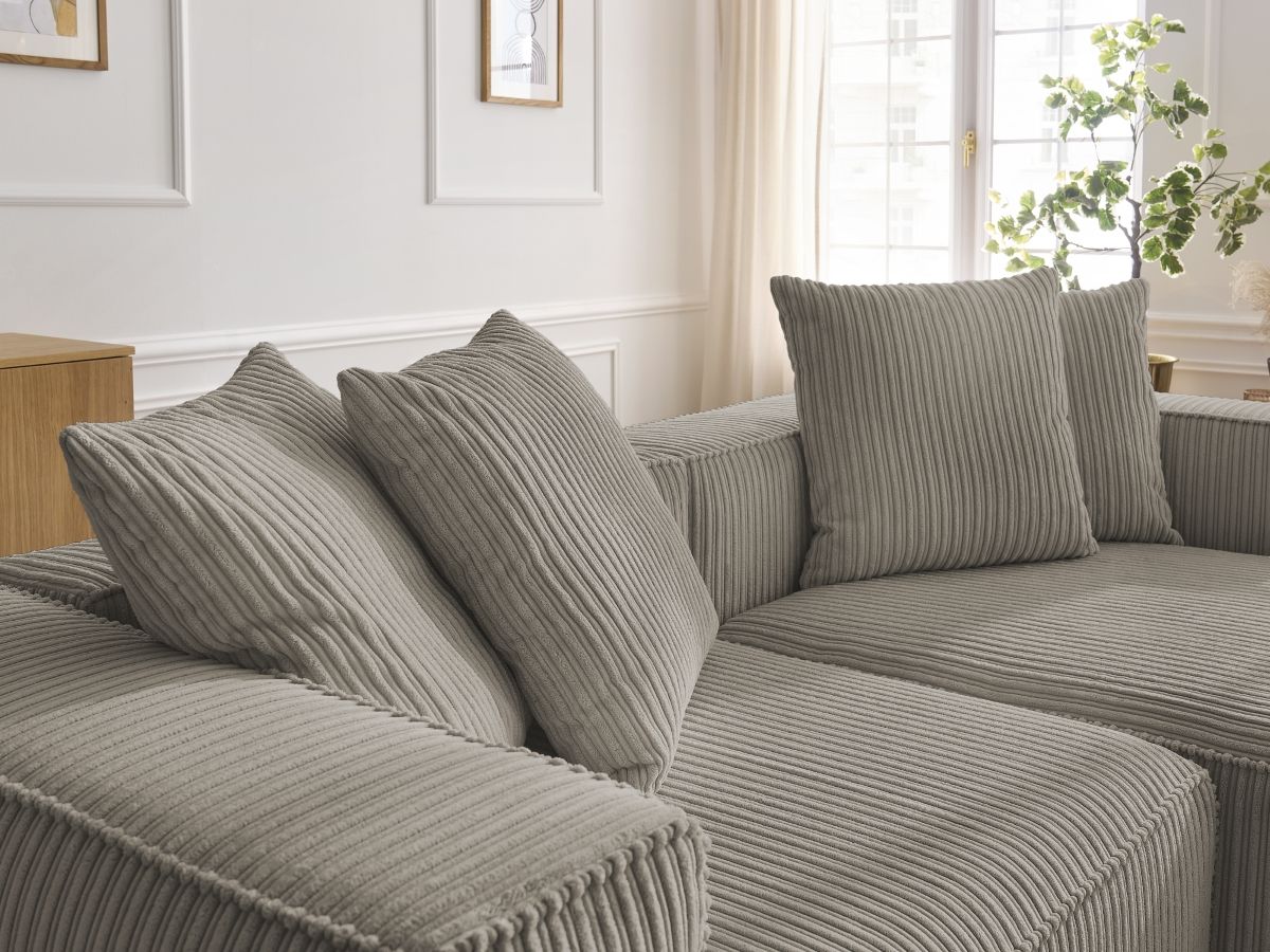 Bobochic Nina Ecksofa Cordsamt Taupe Ecke rechts