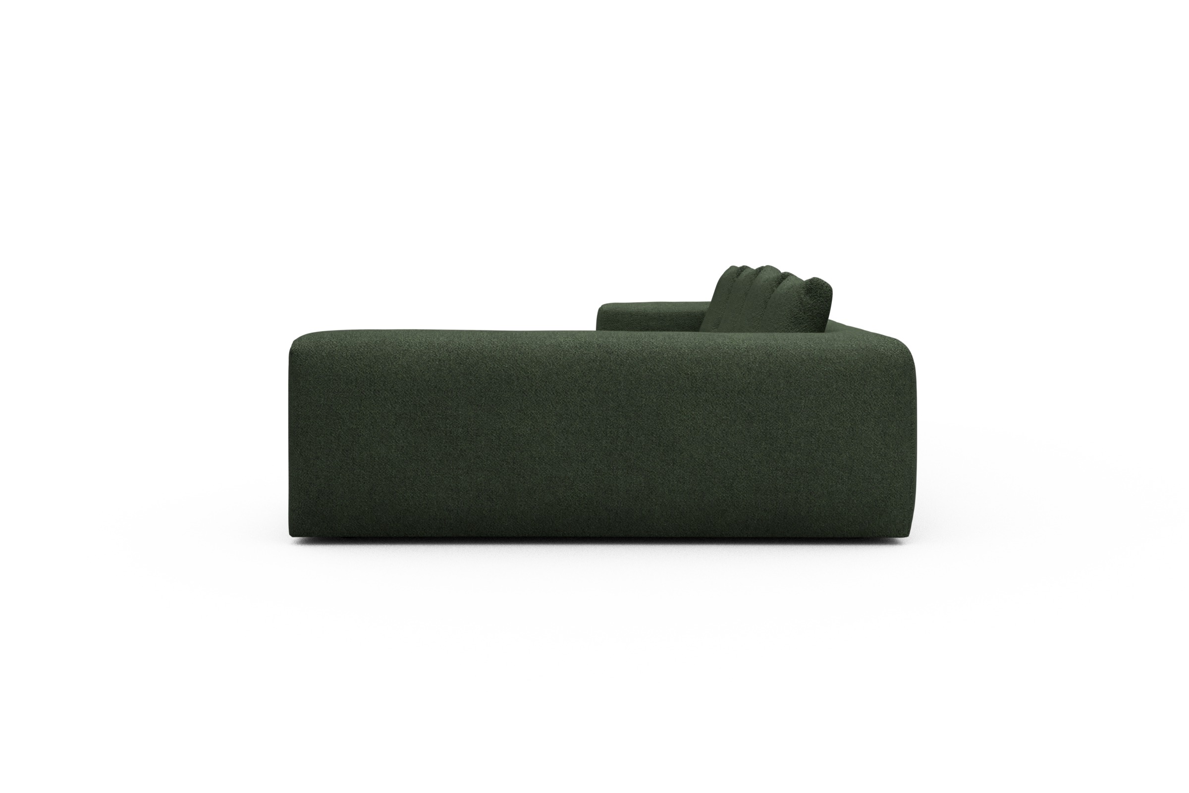 Wohnlandschaft Fred Chaiselongue links mit 2-Sitzer und lange Armlehne rechts Vanora-Deep-Green