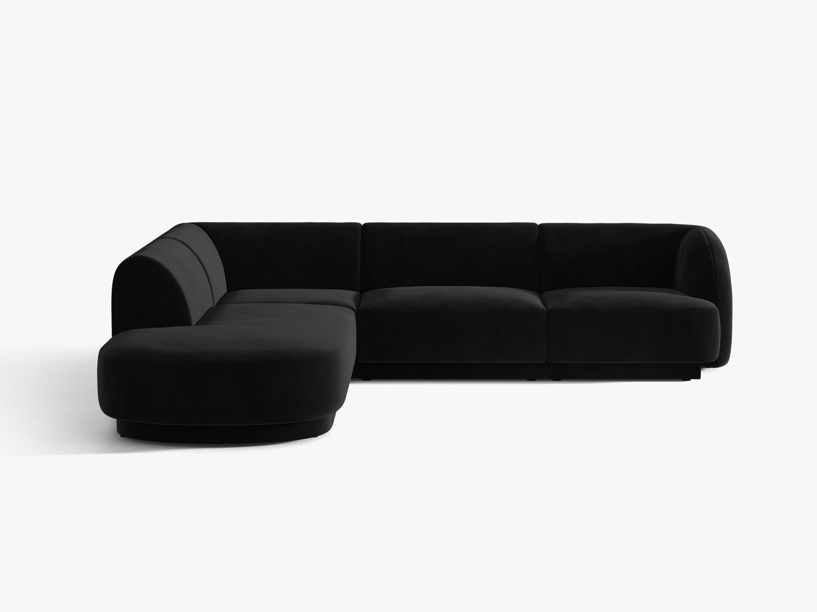 Micadoni Ecksofa Miley 6-Sitzer Links Samt Bluvel Schwarz