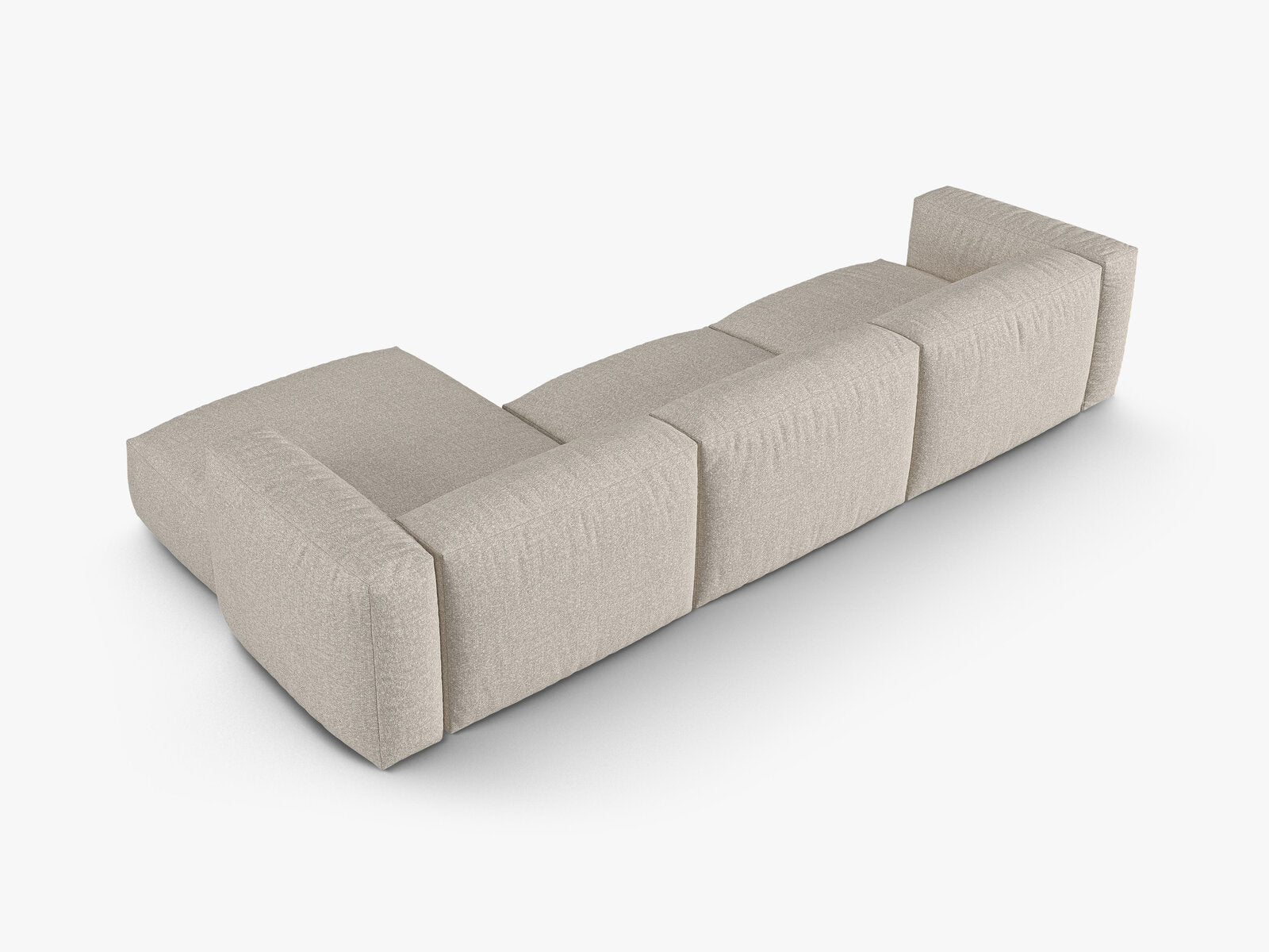 Micadoni Ecksofa Martina 3-Sitzer 90cm Sitztiefe Rechts Boucle Monet Beige