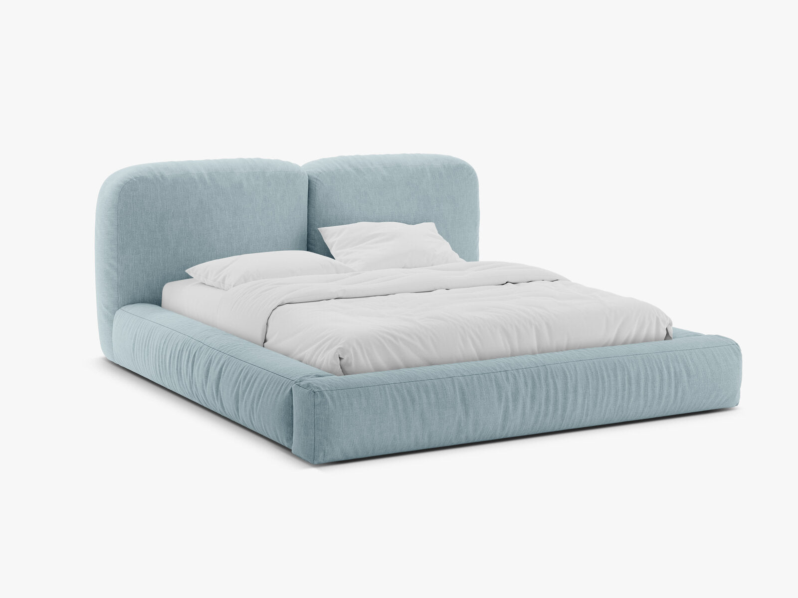 Micadoni Stauraumbett mit Kopfteil Martina Strukturierter Stoff Boston Satin Blau 200x200