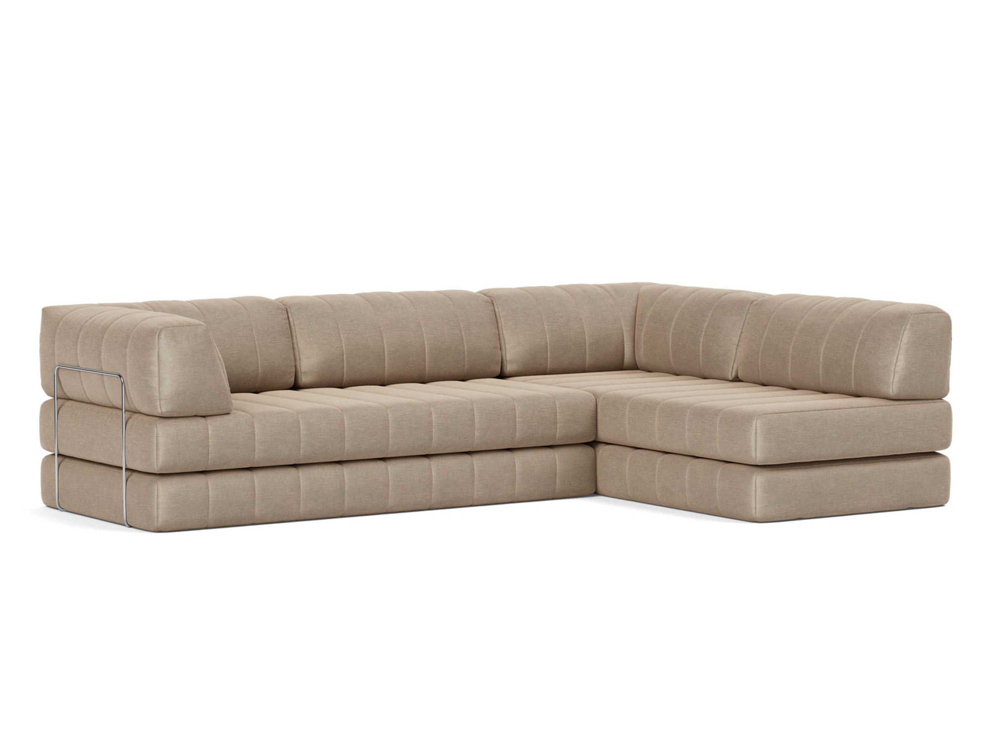 Eck-Schlafsofa CozyPad L-Form mit Armlehne Flachgewebe Phobos 587-Mocha