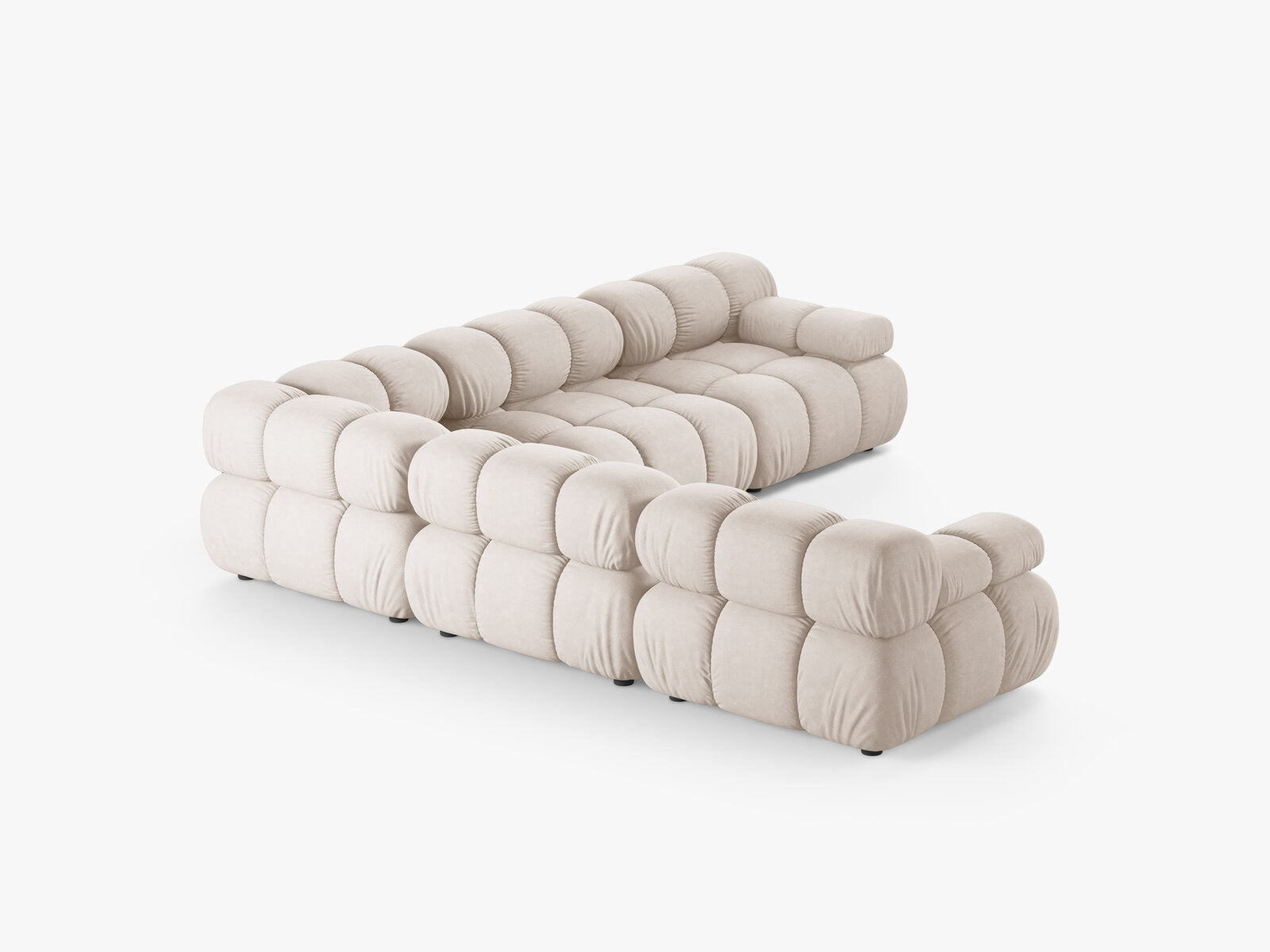 Micadoni Symmetrisches Ecksofa Bellis 5-Sitzer Strukturierter Stoff Liberty Beige