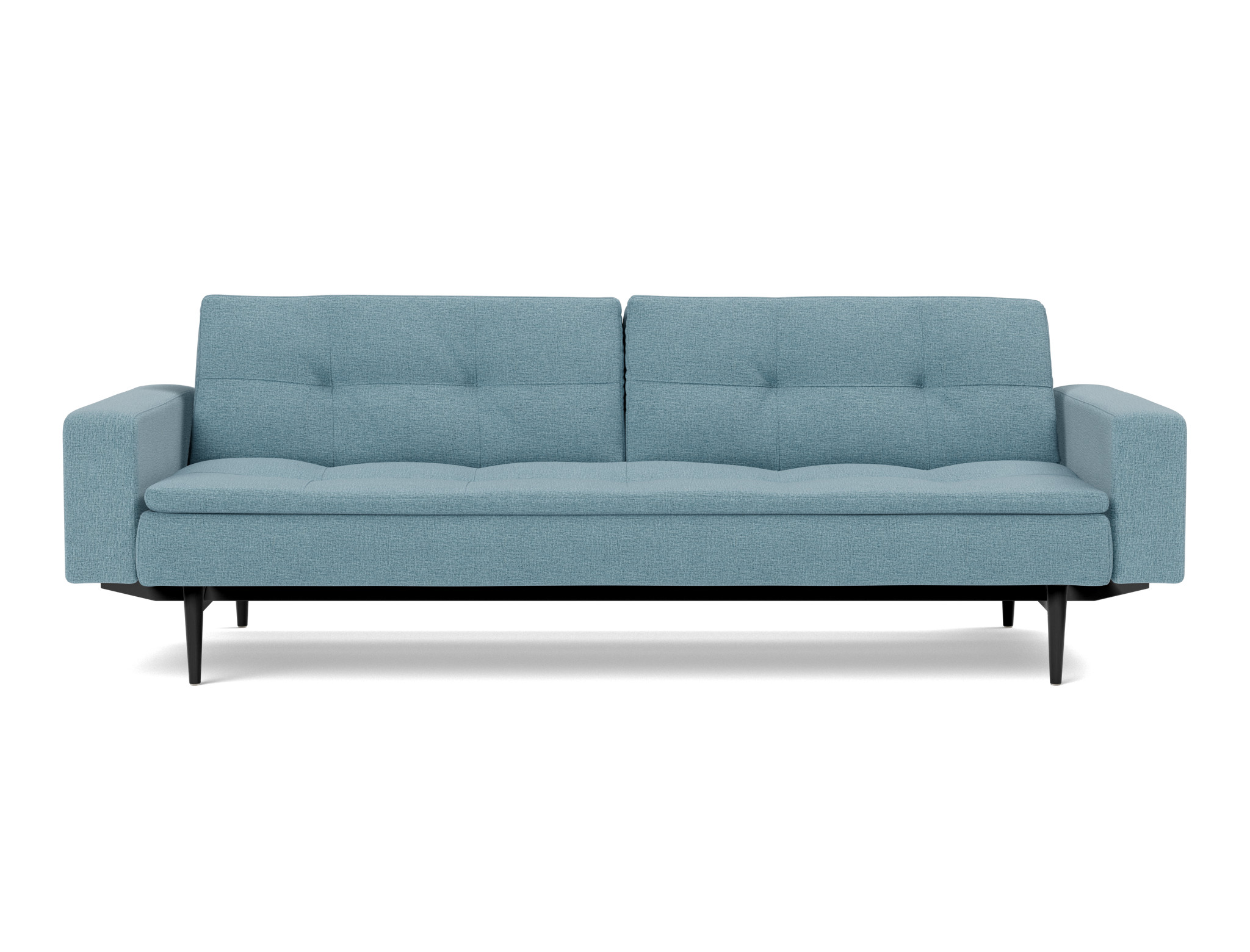 Schlafsofa Dublexo mit Armlehnen Flachgewebe Mixed Dance 525-Light-Blue Beine Styletto Eiche schwarz