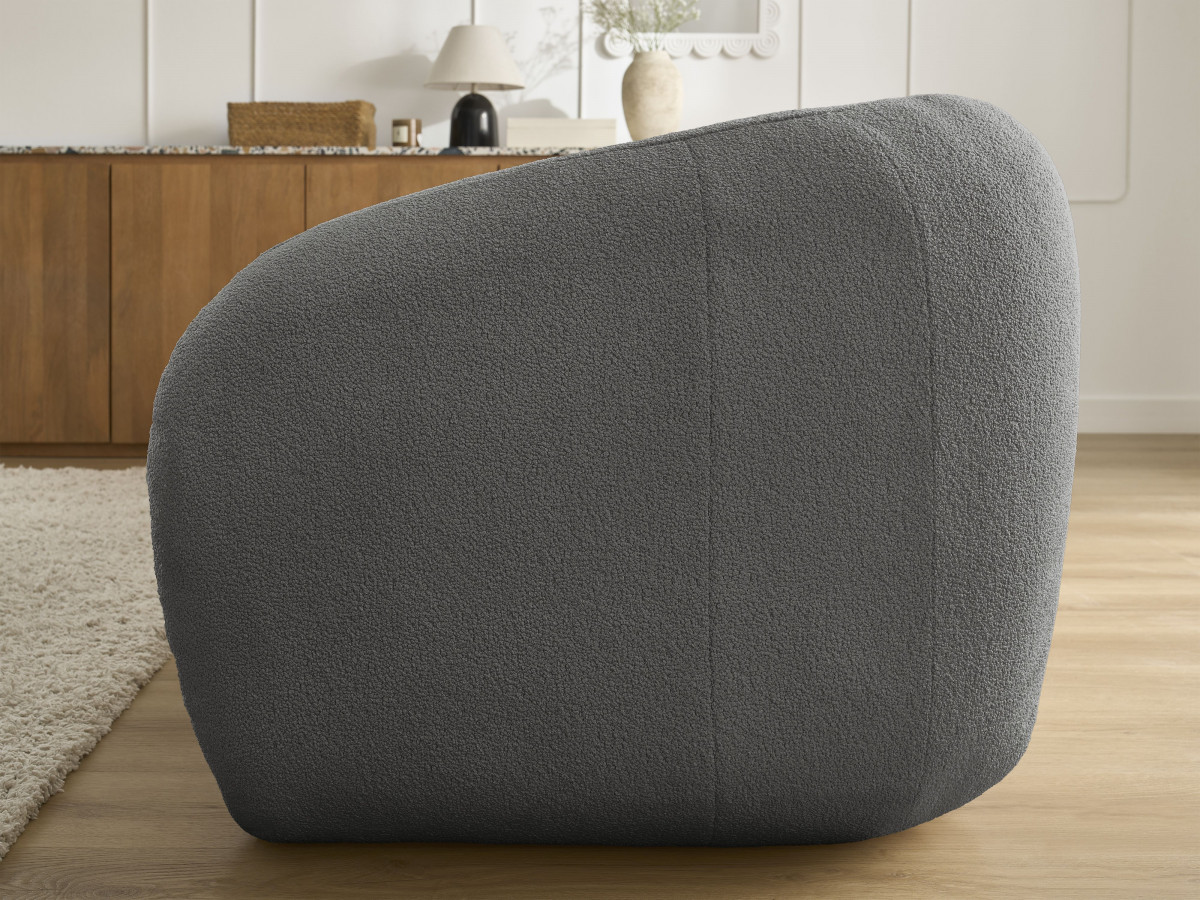 Bobochic Neyo Schlafsofa 3-Sitzer Bouclé-Stoff Dunkelgrau