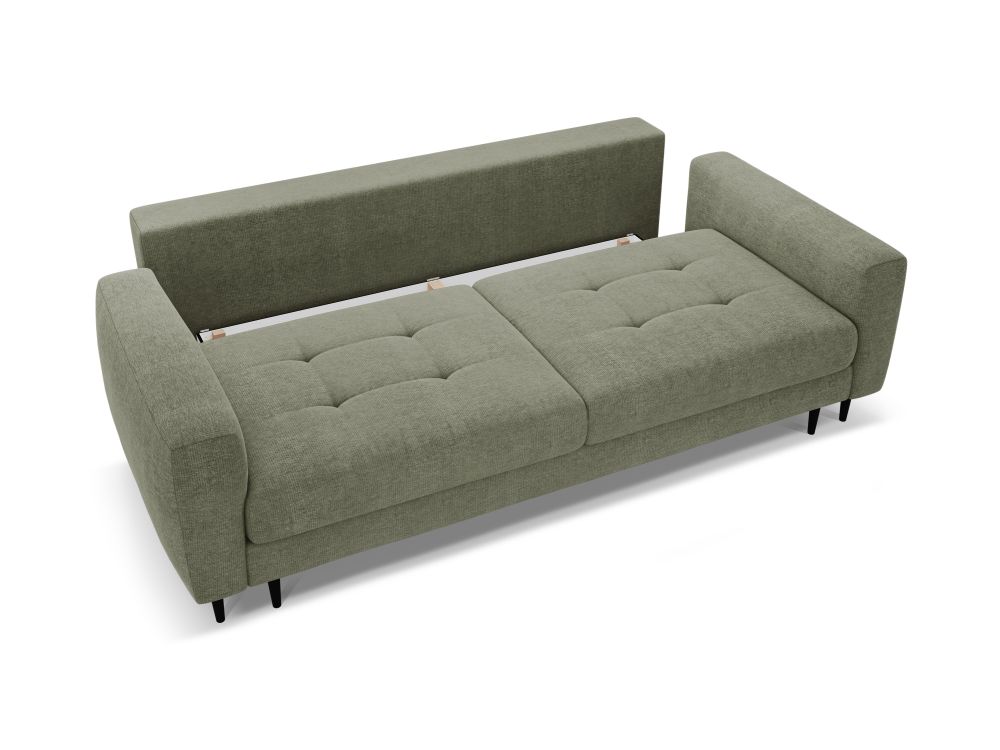 Cosmopolitan Design Schlafsofa Lazio 3-Sitzer Strukturierter Stoff Sorella Dunkles Olivgrün