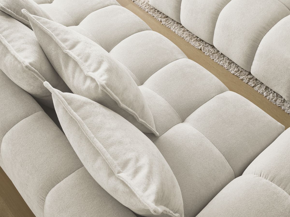 Bobochic Everest Sofa 3-Sitzer mit Pouf, 5 Kissen Strukturstoff Beige