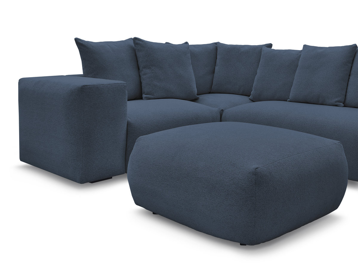 Bobochic Voltaire Ecksofa mit Pouf 268 × 214 cm Melange-Stoff Dunkelblau Ecke links