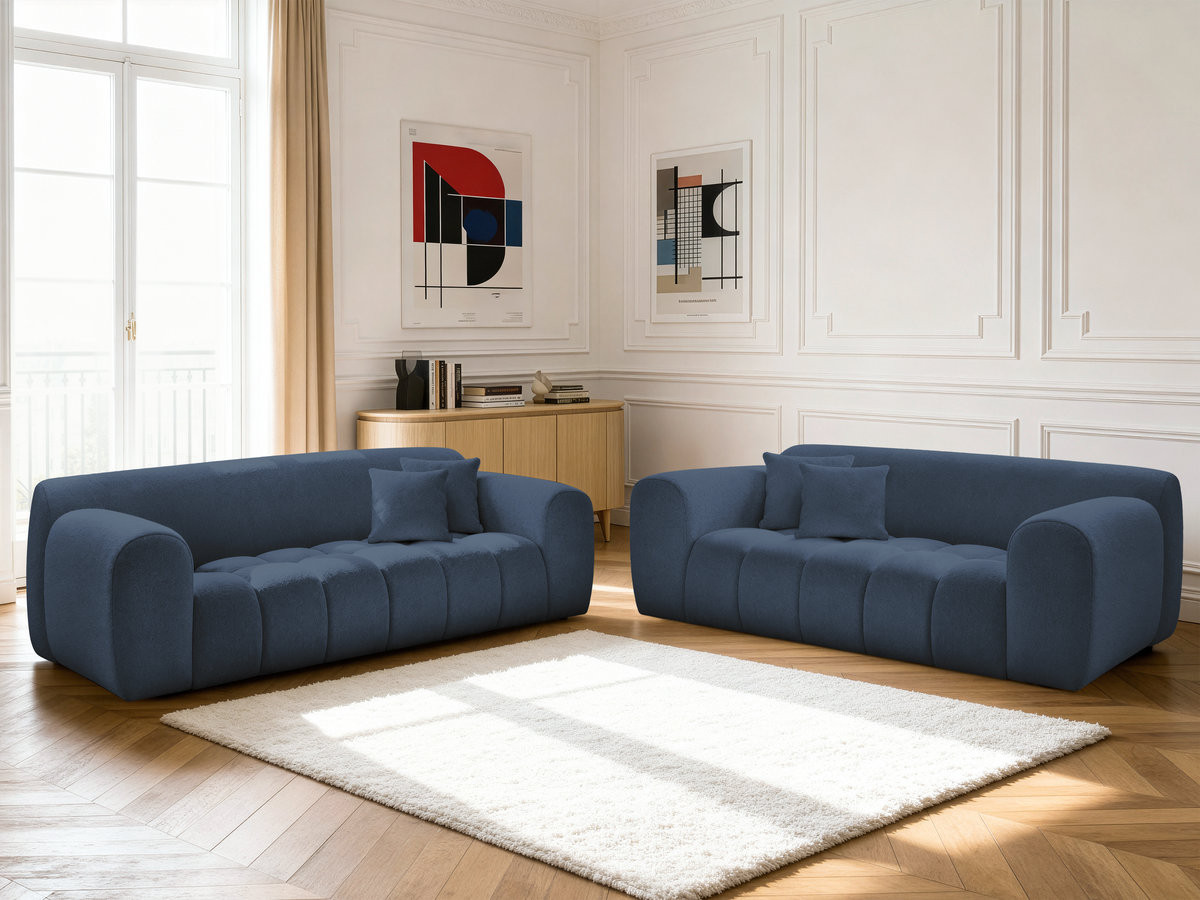 Bobochic Melisse Sofa 5-Sitzer Melange-Stoff Blau
