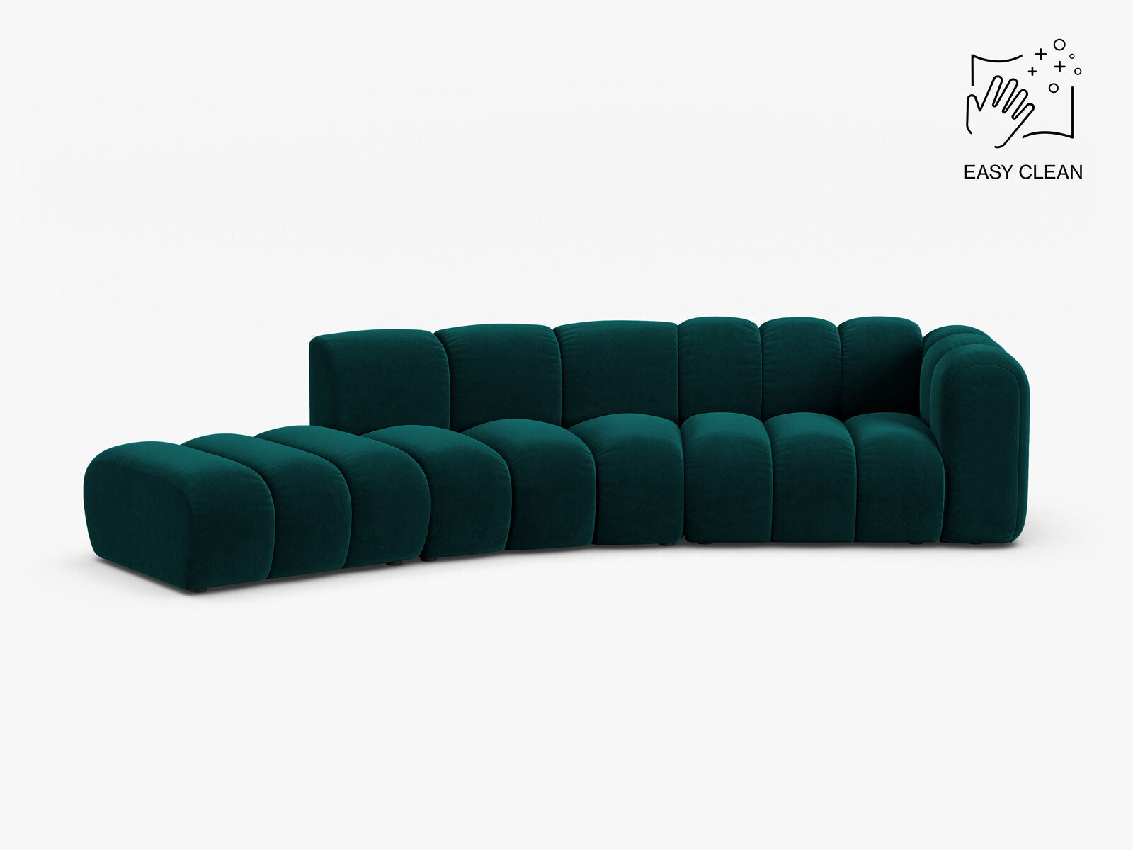 Micadoni Modulares Sofa Lupine 5-Sitzer Links Samt Venus Dunkel Petrol