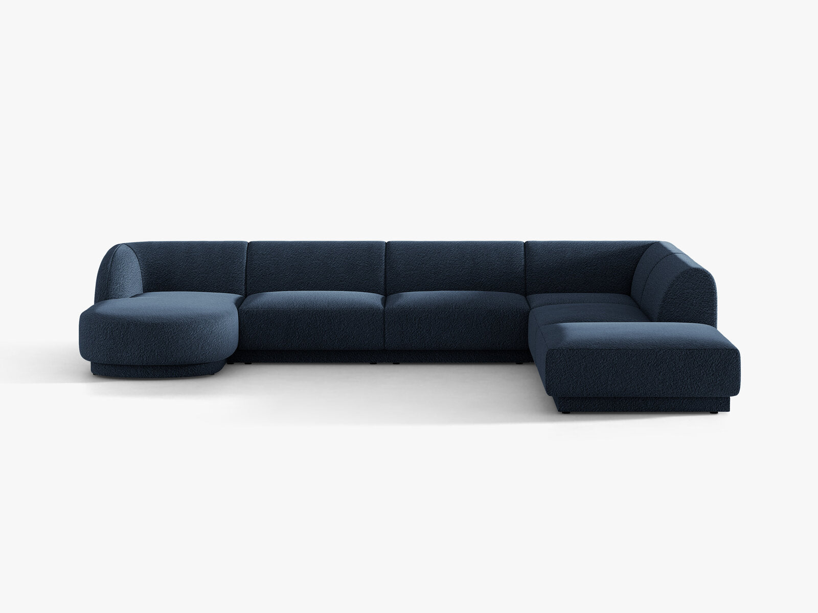 Micadoni Panorama-Ecksofa Miley 6-Sitzer Rechts Boucle Baloo Dunkelblau