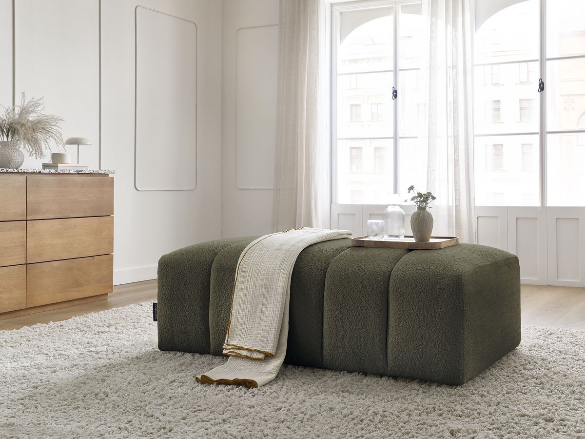 Bobochic Annecy Pouf Bouclé-Stoff Grün