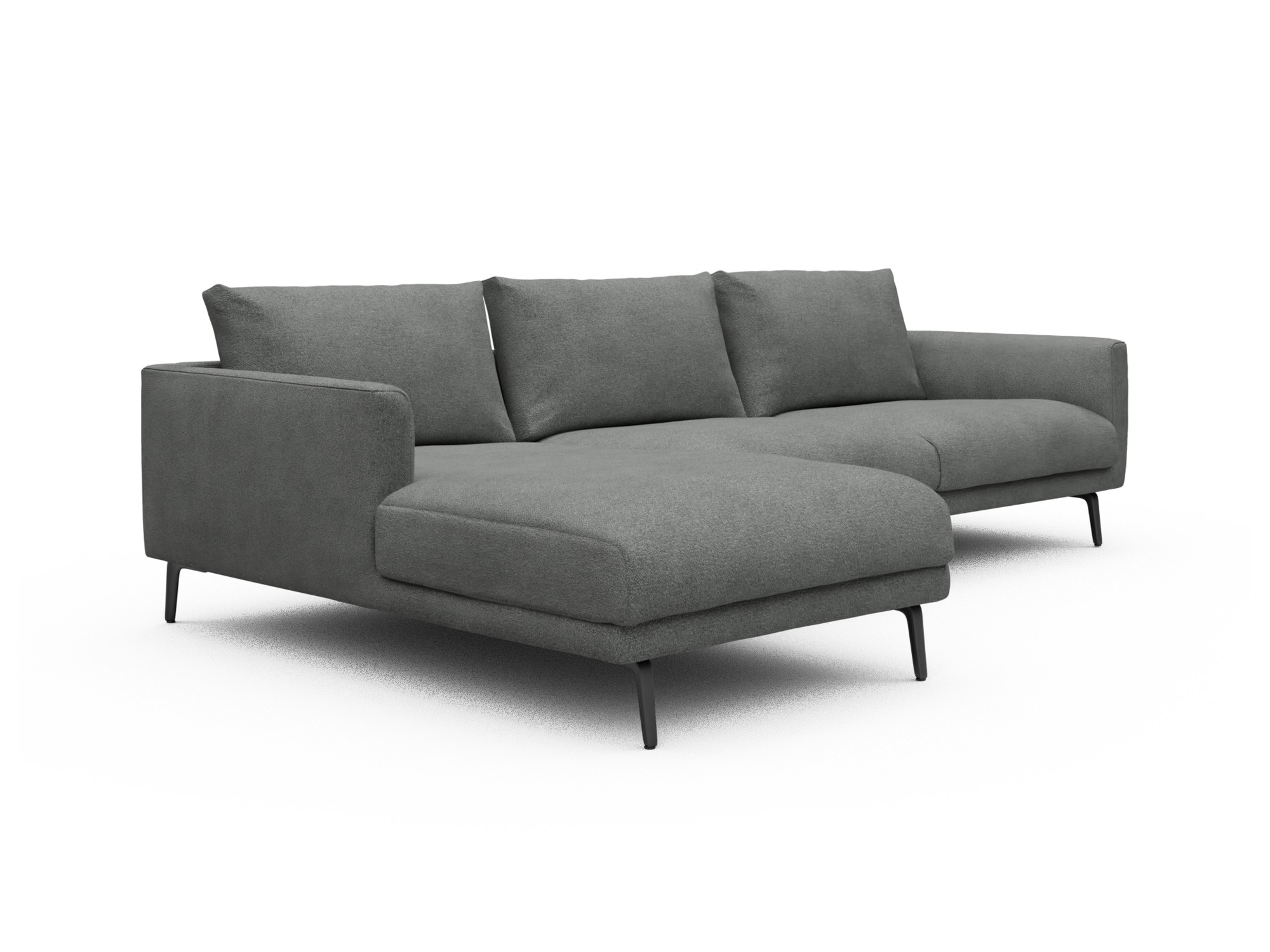 Skandi Home Ecksofa Karl Chaiselongue links mit 2,5-Sitzer Boucle-Ash-Grey moebelfaktor