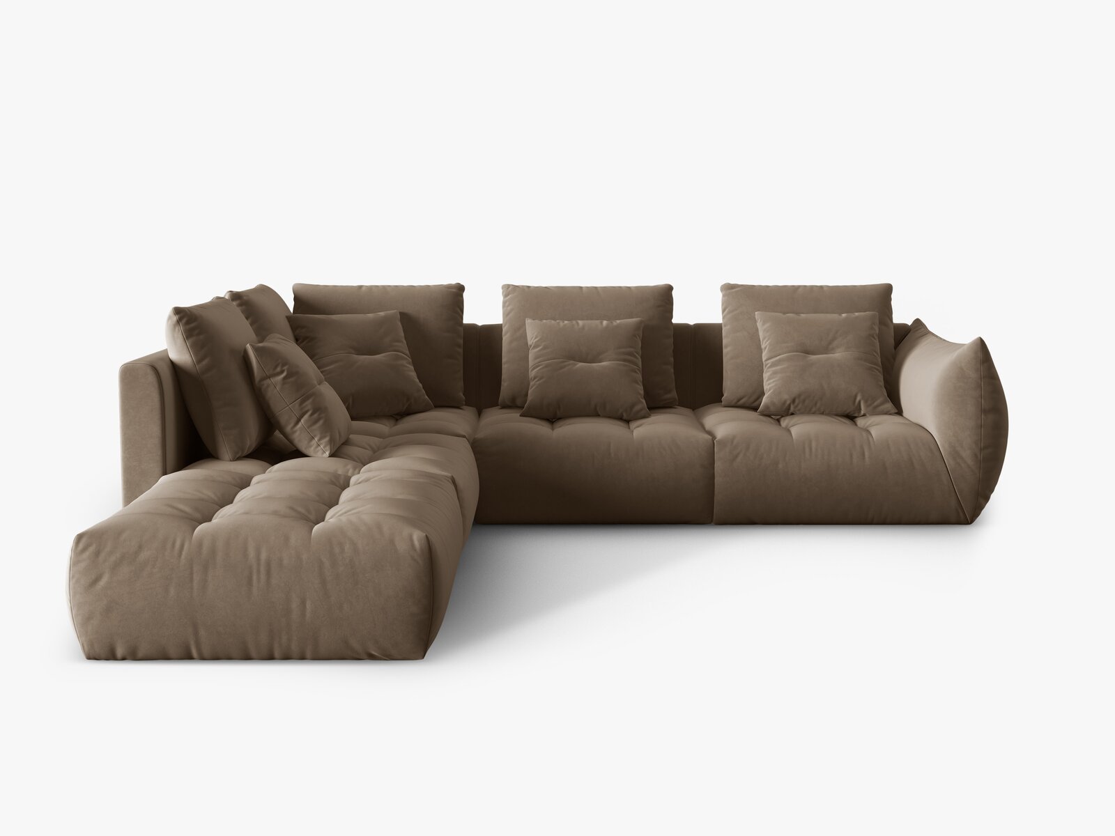 Micadoni Ecksofa Bloom 5-Sitzer Links Samt Hellbraun