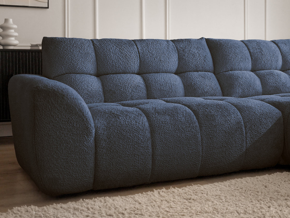 Bobochic Jaya Ecksofa Chenille Dunkelblau Ecke rechts