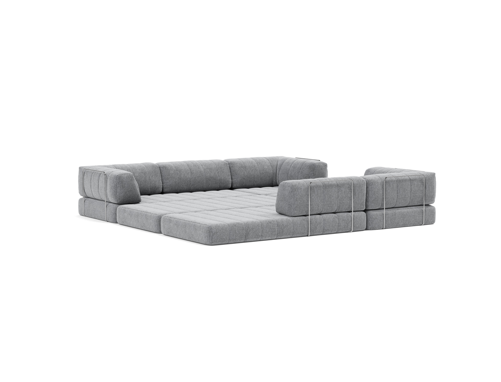 Eck-Schlafsofa CozyPad mit Armlehnen Strukturierter Stoff Twist 565-Granite