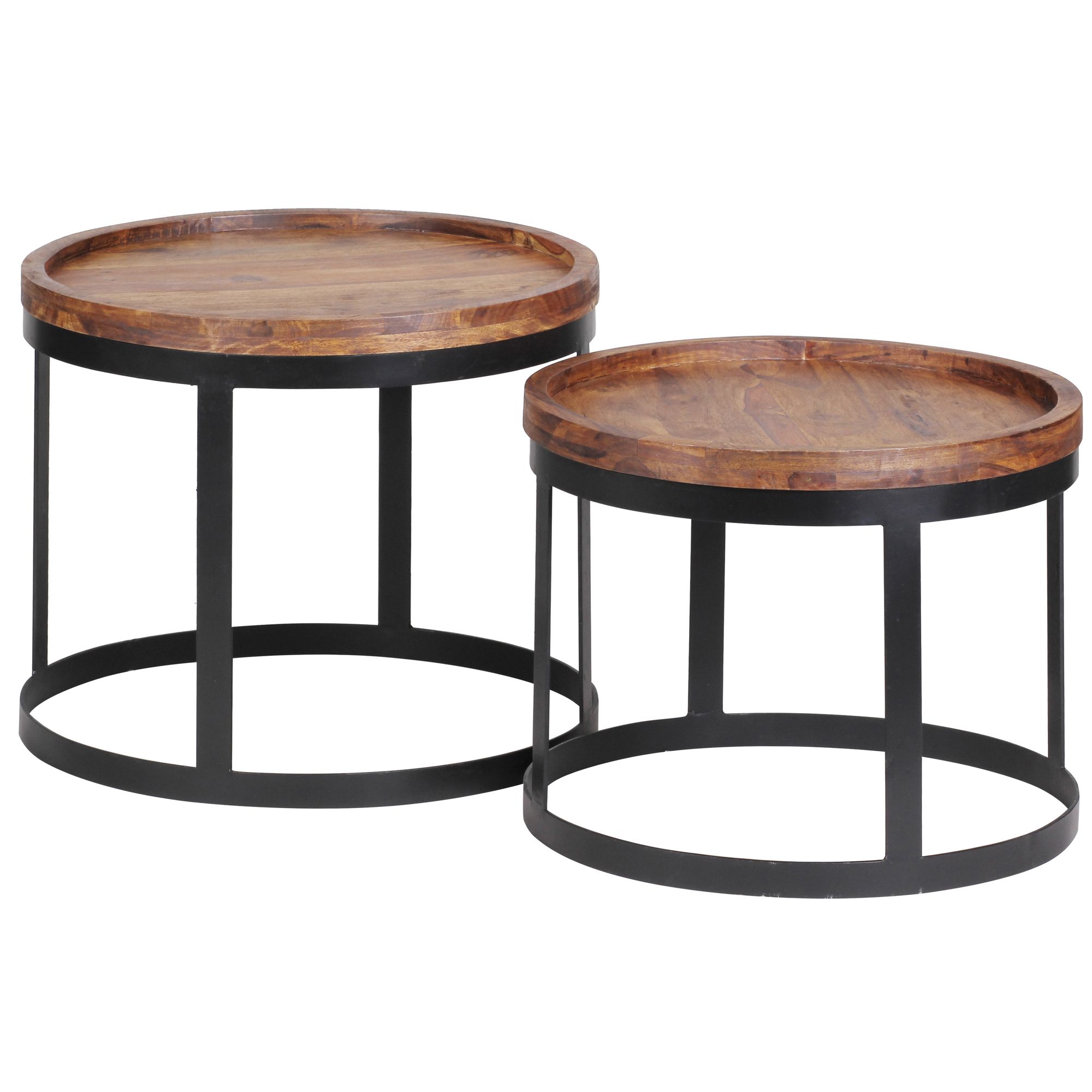 Satztisch 2er-Set Alden Massivholz Sheesham Ø 53 cm