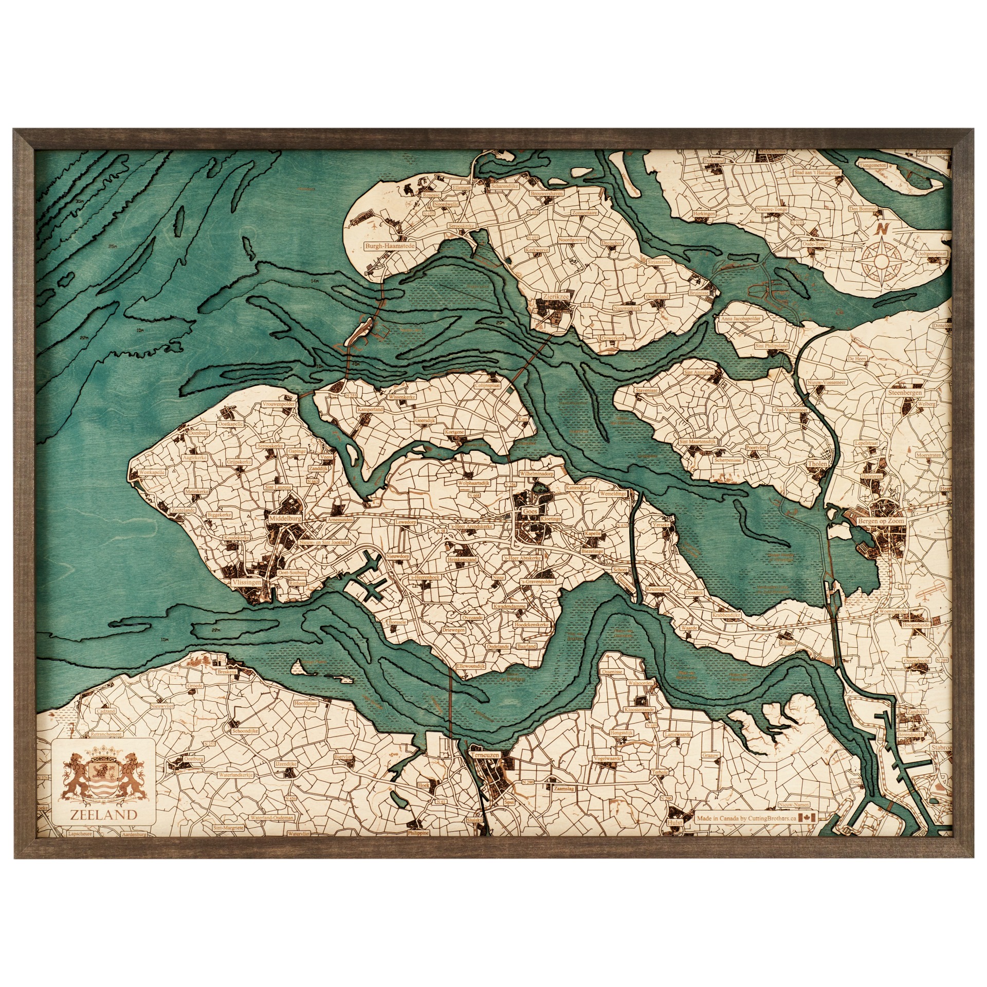 Cutting Brothers 3D Holz-Wandkarte Zeeland 81 x 61 moebelfaktor