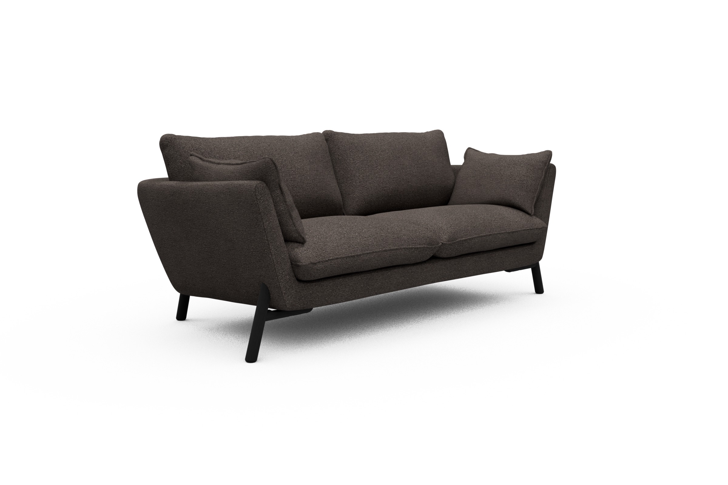 Sofa Emil 2-Sitzer Beinfarbe Eiche Schwarz Boucle-Taupe