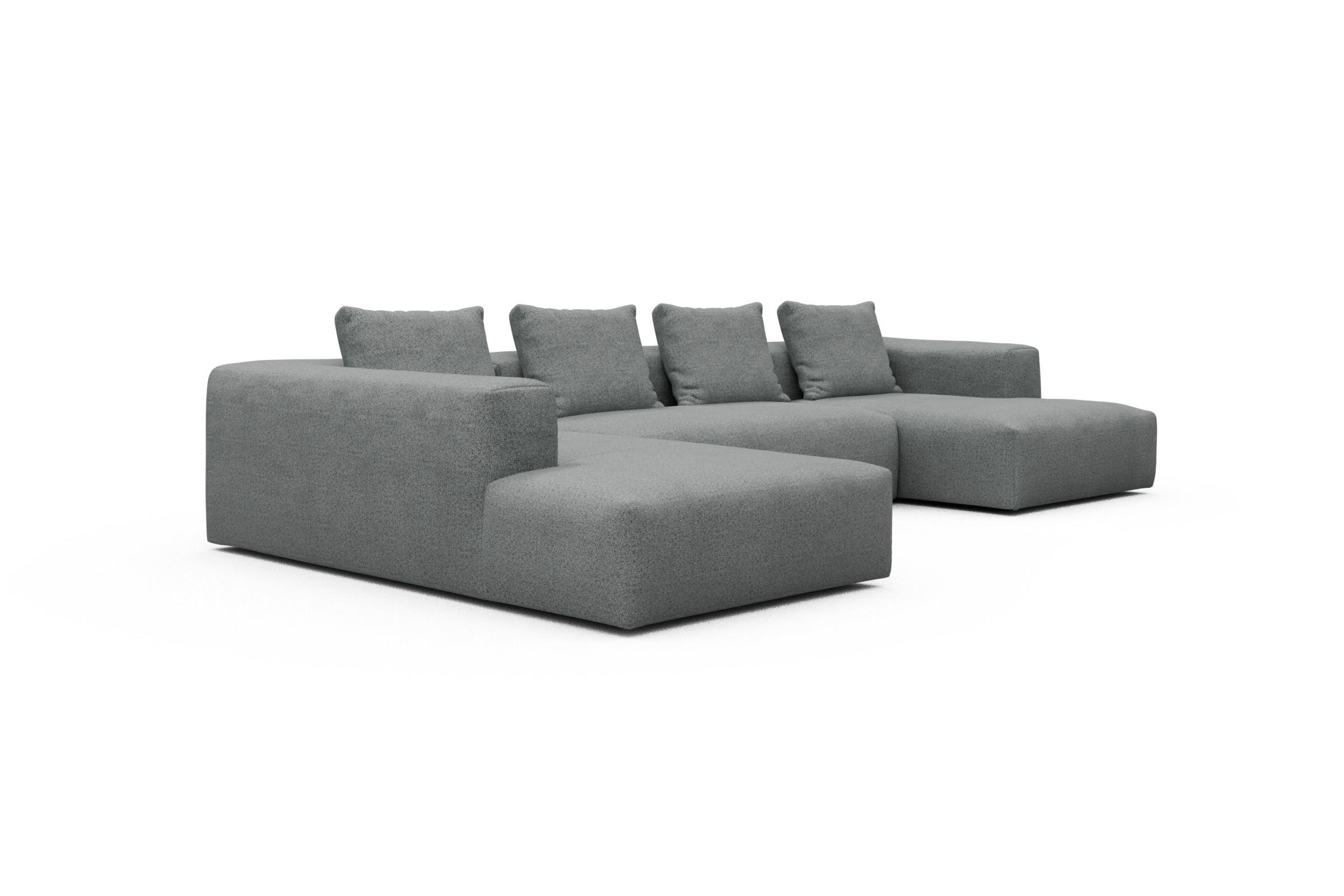 Wohnlandschaft Fred Relax-Ecke links mit 2-Sitzer und Chaiselongue rechts Boucle Aivi 819-Gravel-Grey