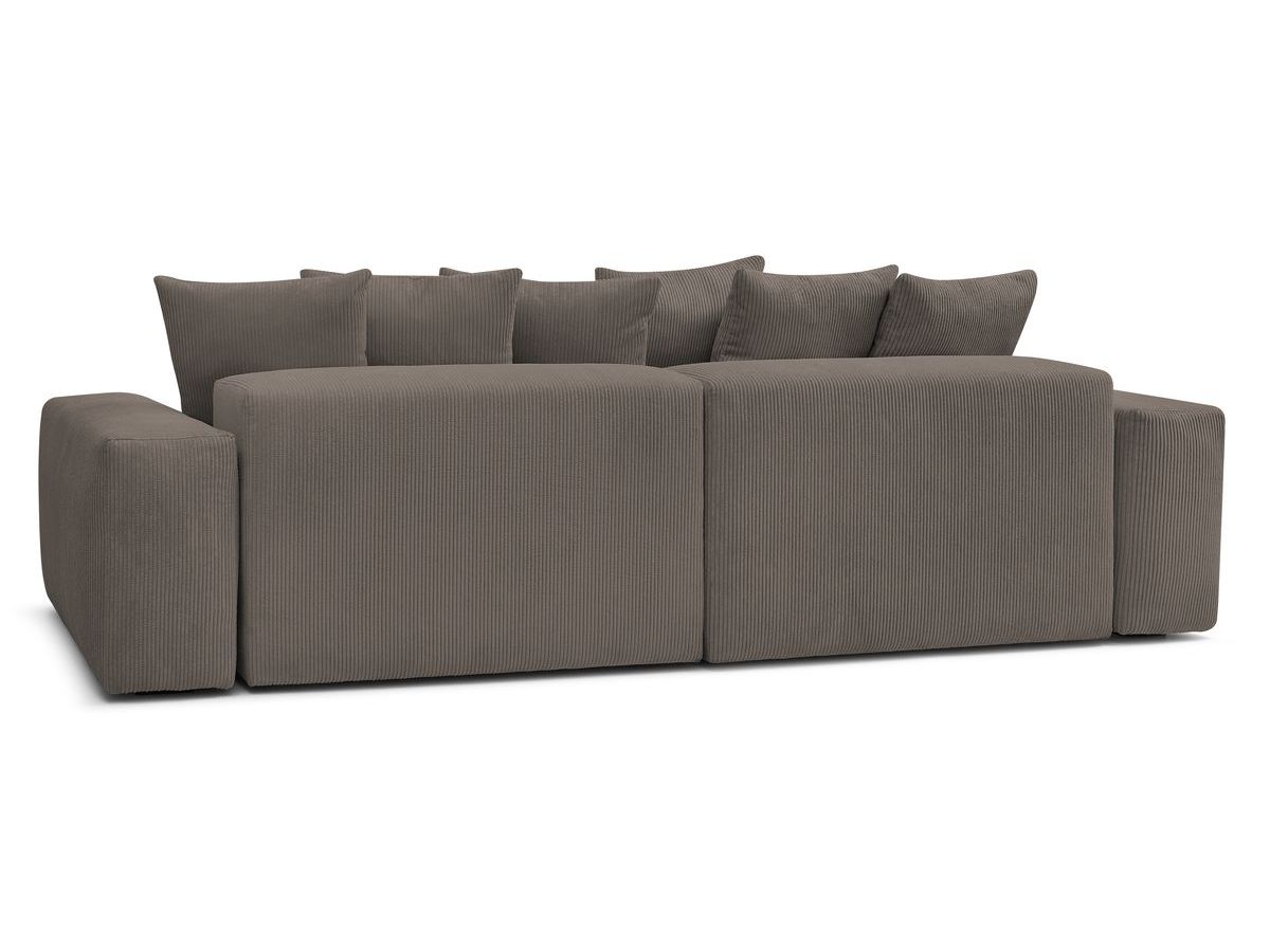Bobochic Voltaire Ecksofa mit Schlaffunktion und Bettkasten und Pouf Cordsamt Taupe