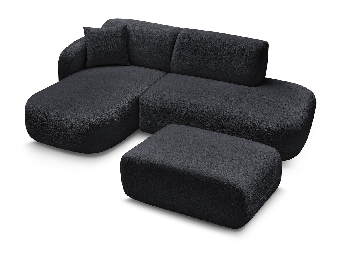 Bobochic Anda Ecksofa mit Pouf 241 × 163 cm Chenille Schwarz Ecke links