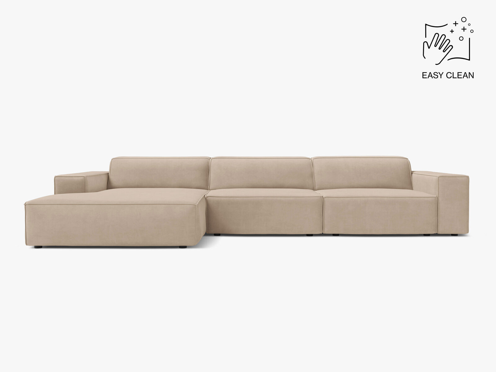 Micadoni Ecksofa Jodie 4-Sitzer Samt Venus Beige Links