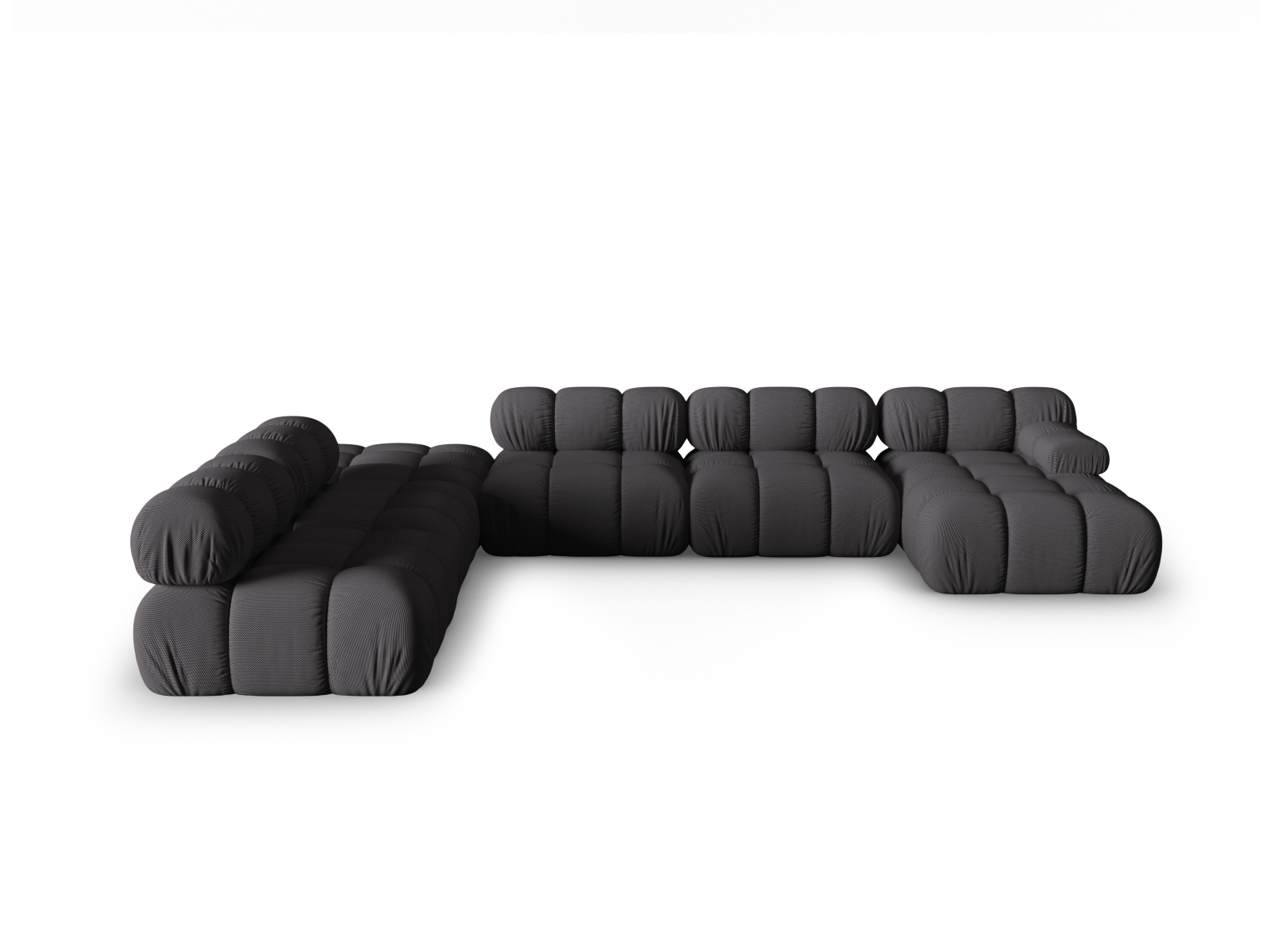 Micadoni Modulares Panorama Ecksofa Bellis 7-Sitzer Links 3D-Stoff Sonic Espresso