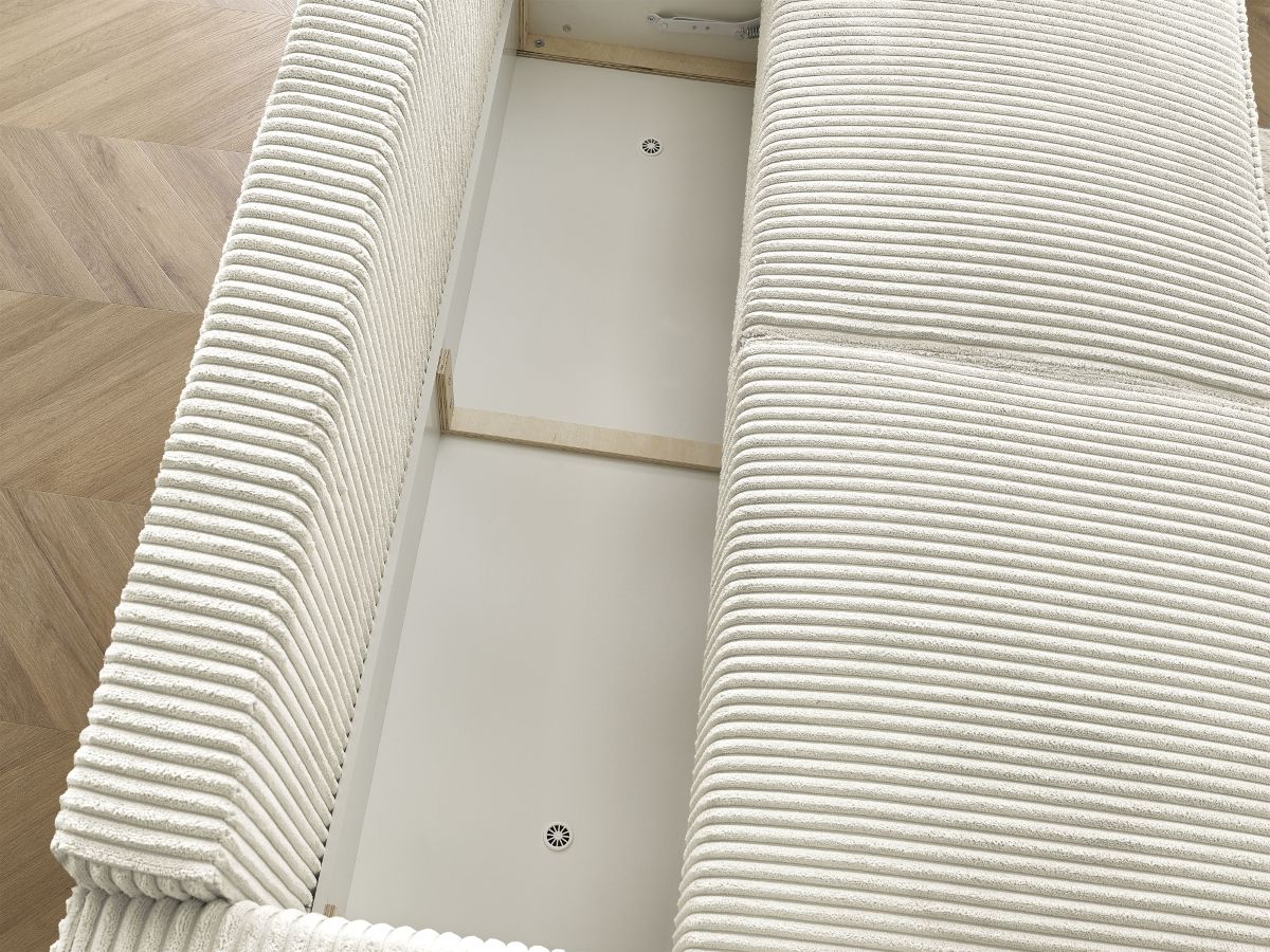 Bobochic Chelsea Schlafsofa 3-Sitzer mit Bettkasten Breitcord weich Beige