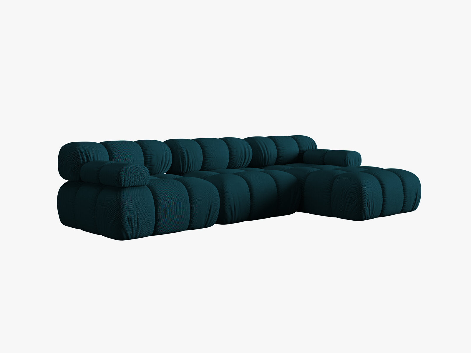 Micadoni Modulares Ecksofa Bellis 4-Sitzer Rechts 3D-Stoff Sonic Marineblau